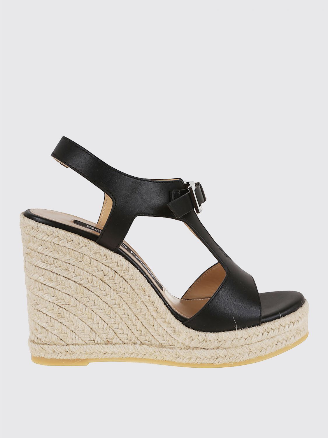 Sergio Rossi Sr Nora Sandals With Distinctive Buckle And Rope Wedge