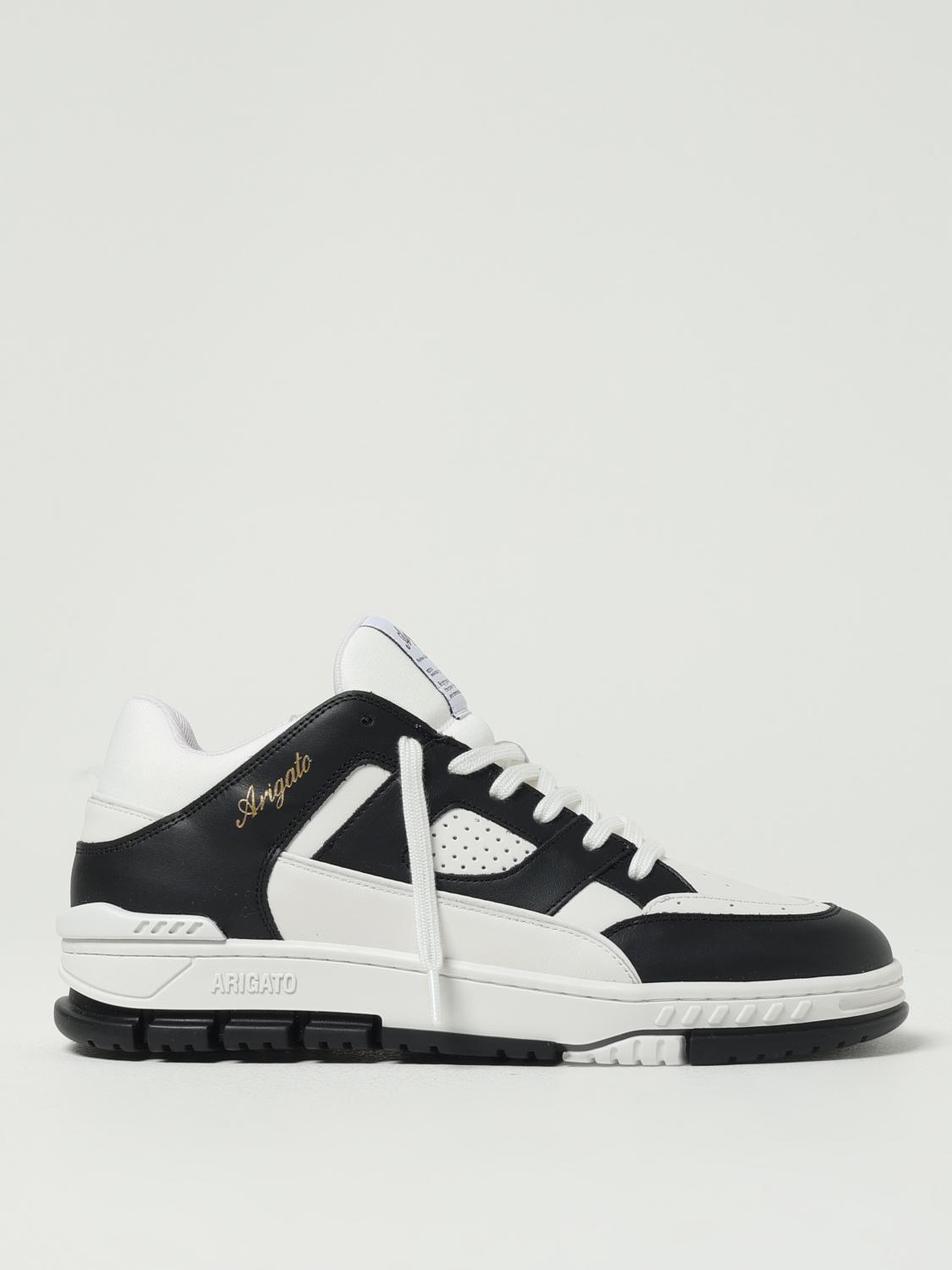 Axel Arigato Men 'area Lo' Black And White Low Top Sneakers With Laminated Leather In Leather Blend In White