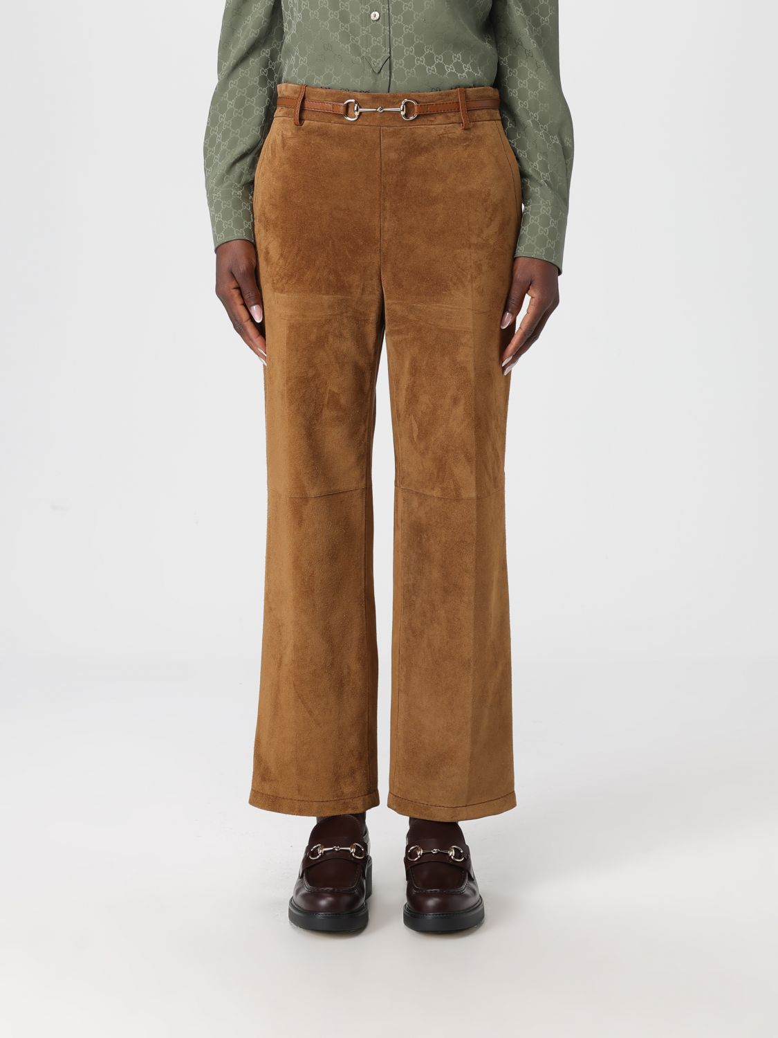 GUCCI Pantalone in pelle scamosciata
