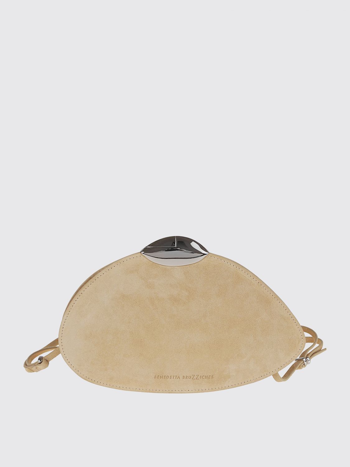 Benedetta Bruzziches Curved Calf Leather And Suede Clutch
