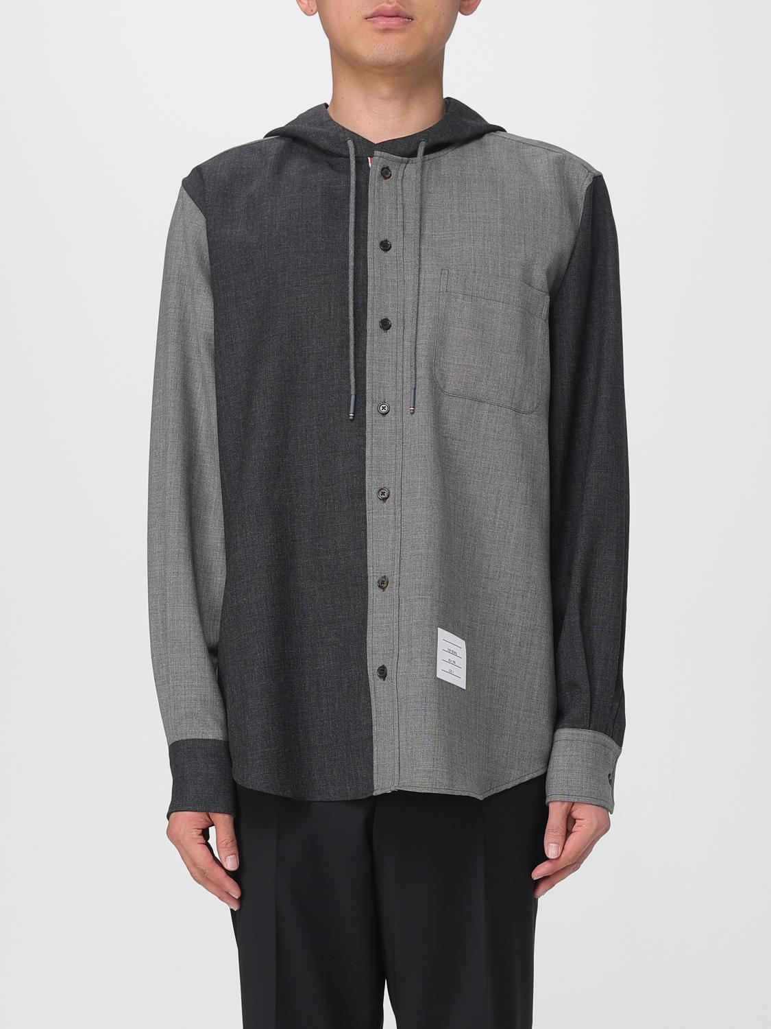Thom Browne Hooded Shirt Jacket In Gray