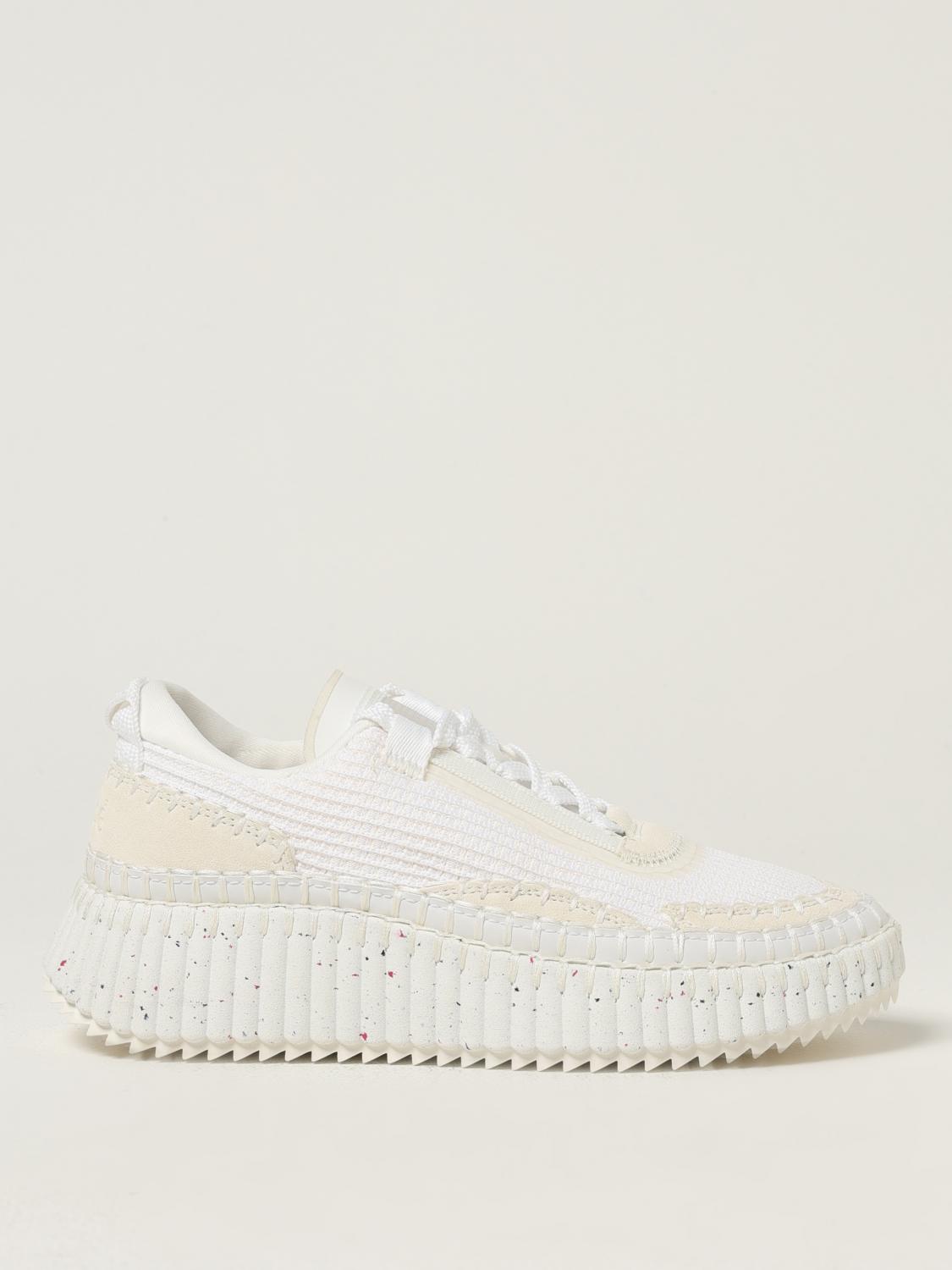 Chloé Chloe Nama Mix Material Low-top Sneakers In White