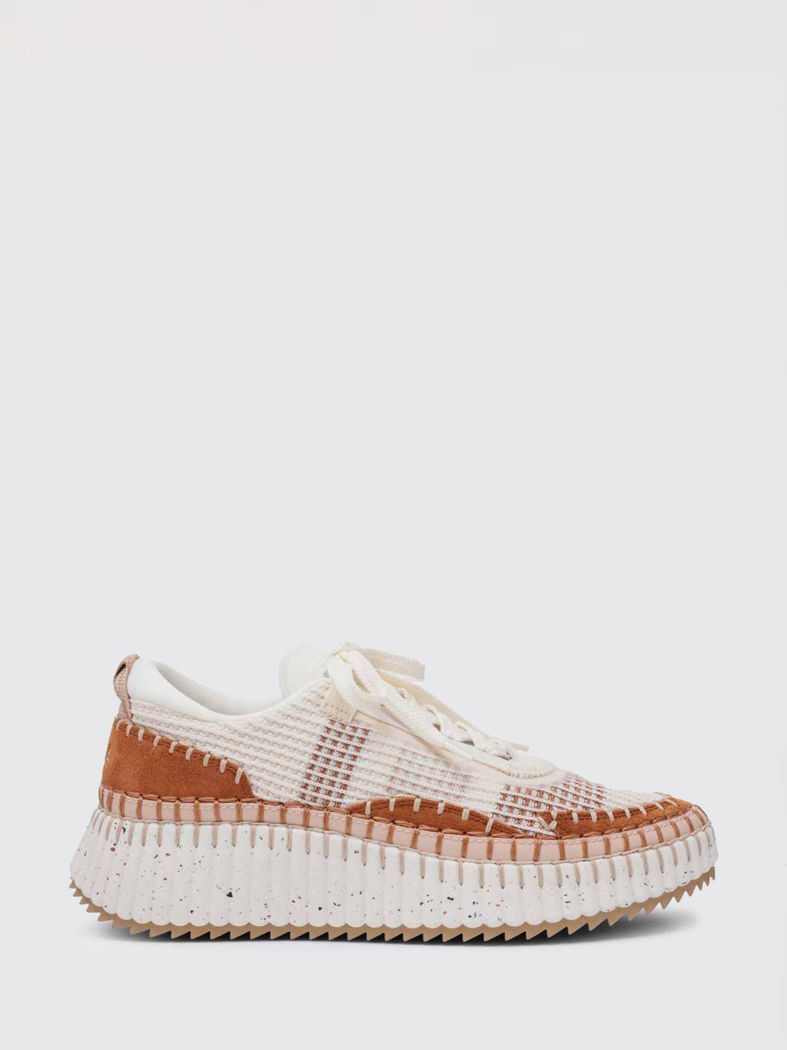 Chloé Nama Embroidered Suede And Recycled-mesh Sneakers In Brown