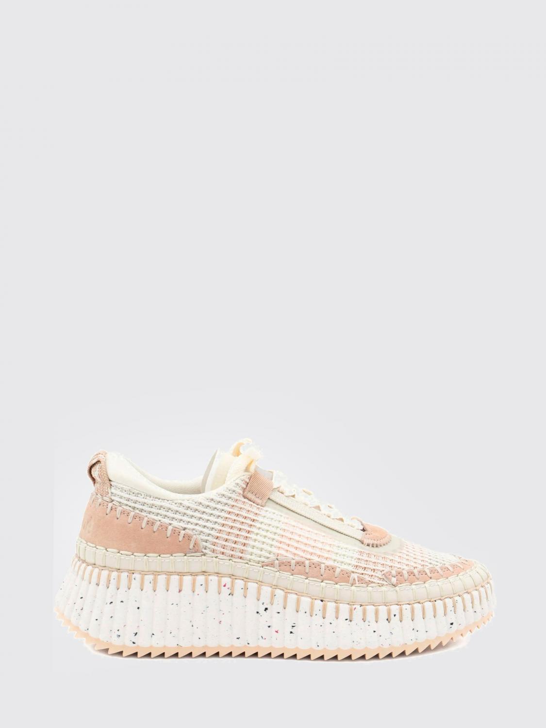 Chloé Nama Low-top Mesh Sneakers With Suede Inserts In Pink