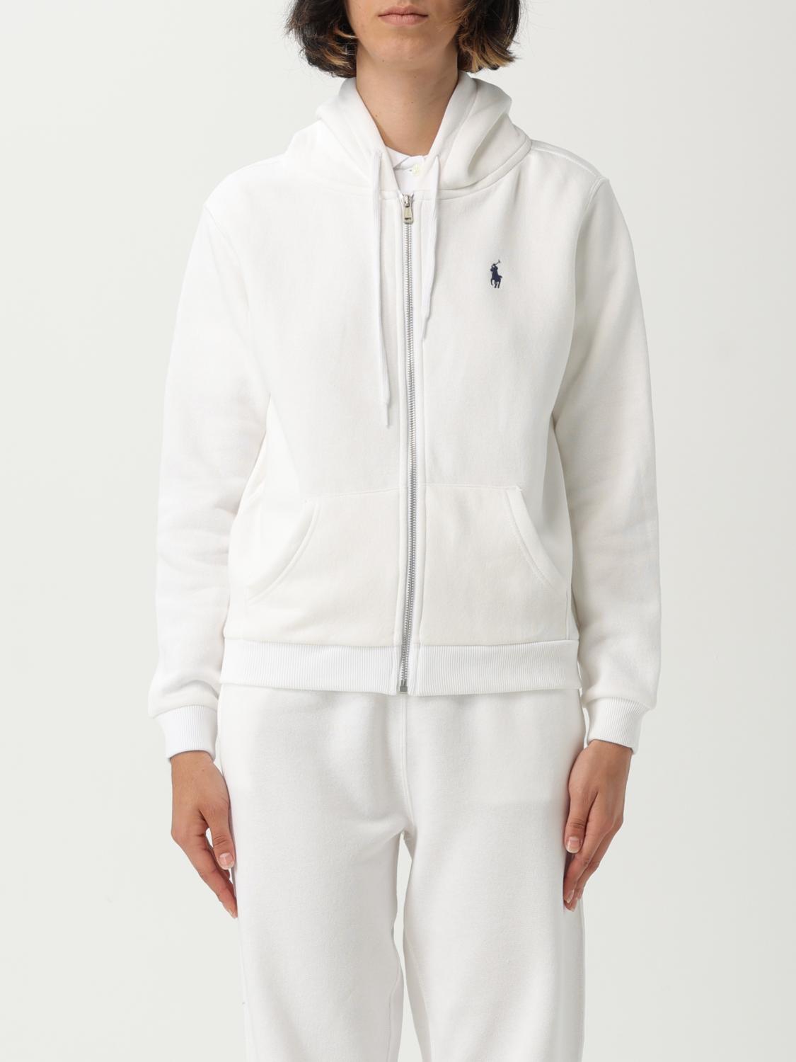 Polo Ralph Lauren Knitwear Hooded Sweatshirt Front Pockets In White