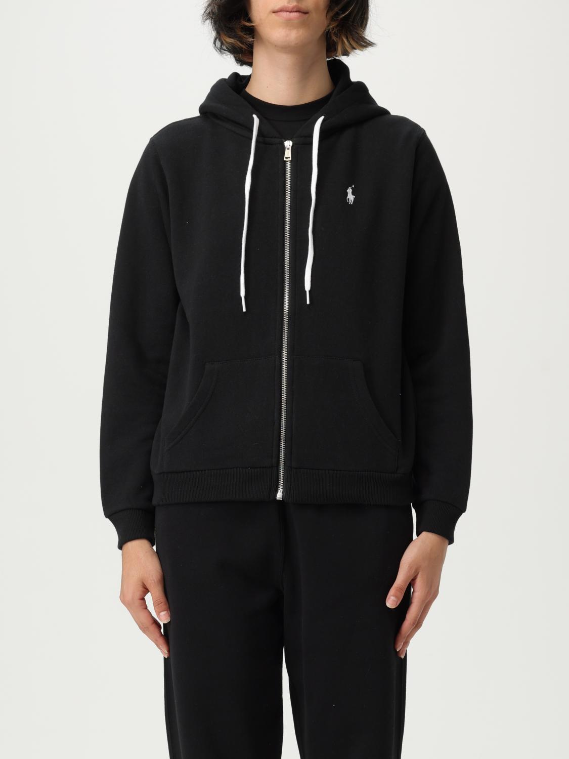 Polo Ralph Lauren Zip-up Hooded Sweatshirt With Kangaroo Pocket In Black
