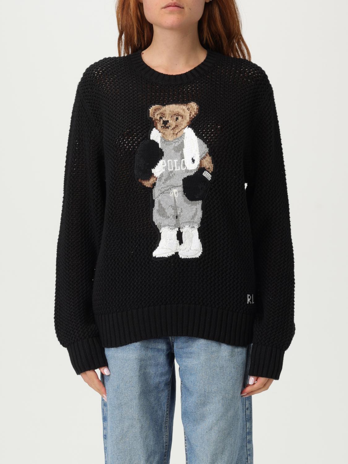 Polo Ralph Lauren 'polo Bear' Openwork Sweater In Black