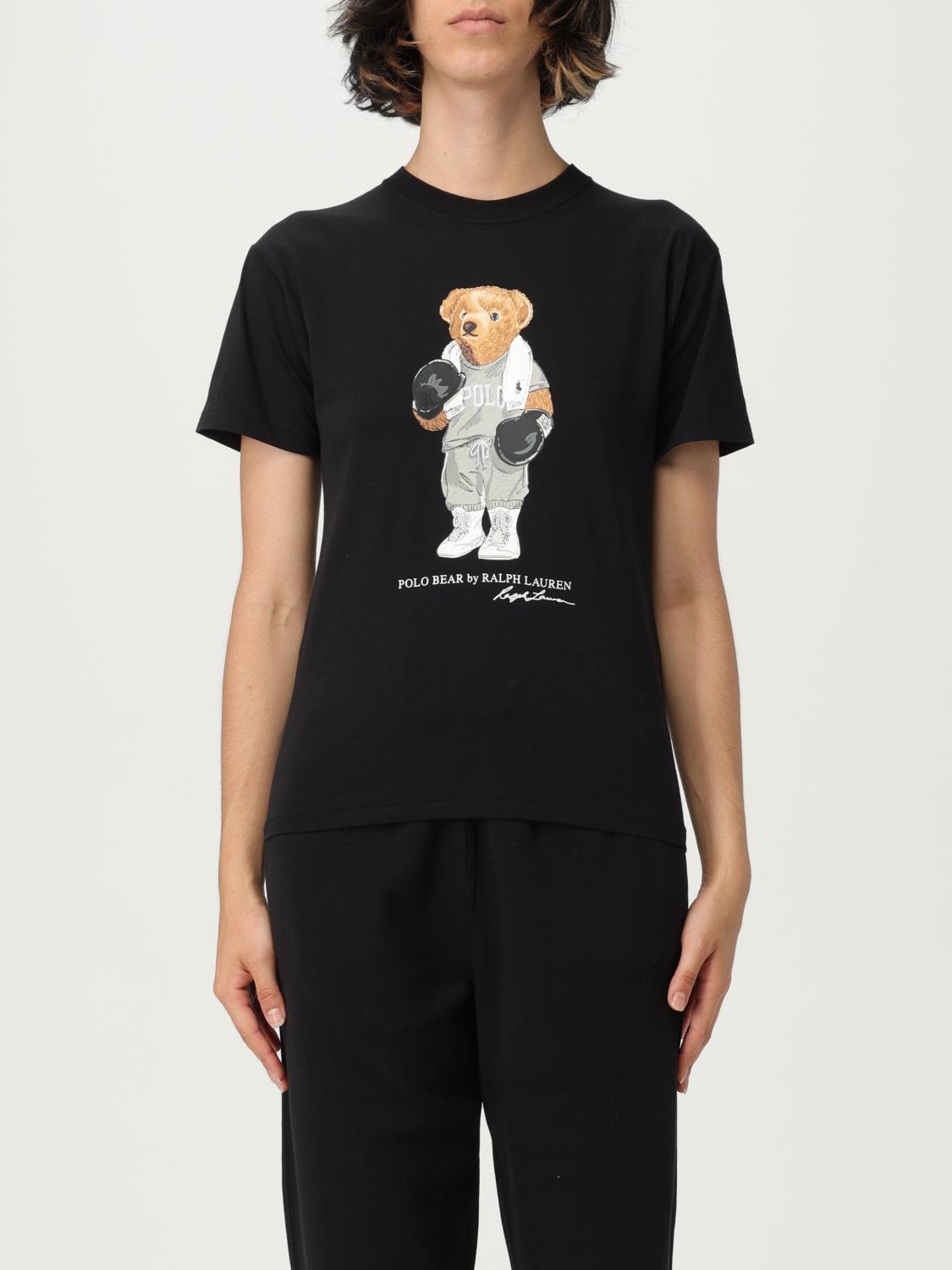 Polo Ralph Lauren Womens Polo Black Bear-print Short-sleeves Cotton-jersey T-shirt