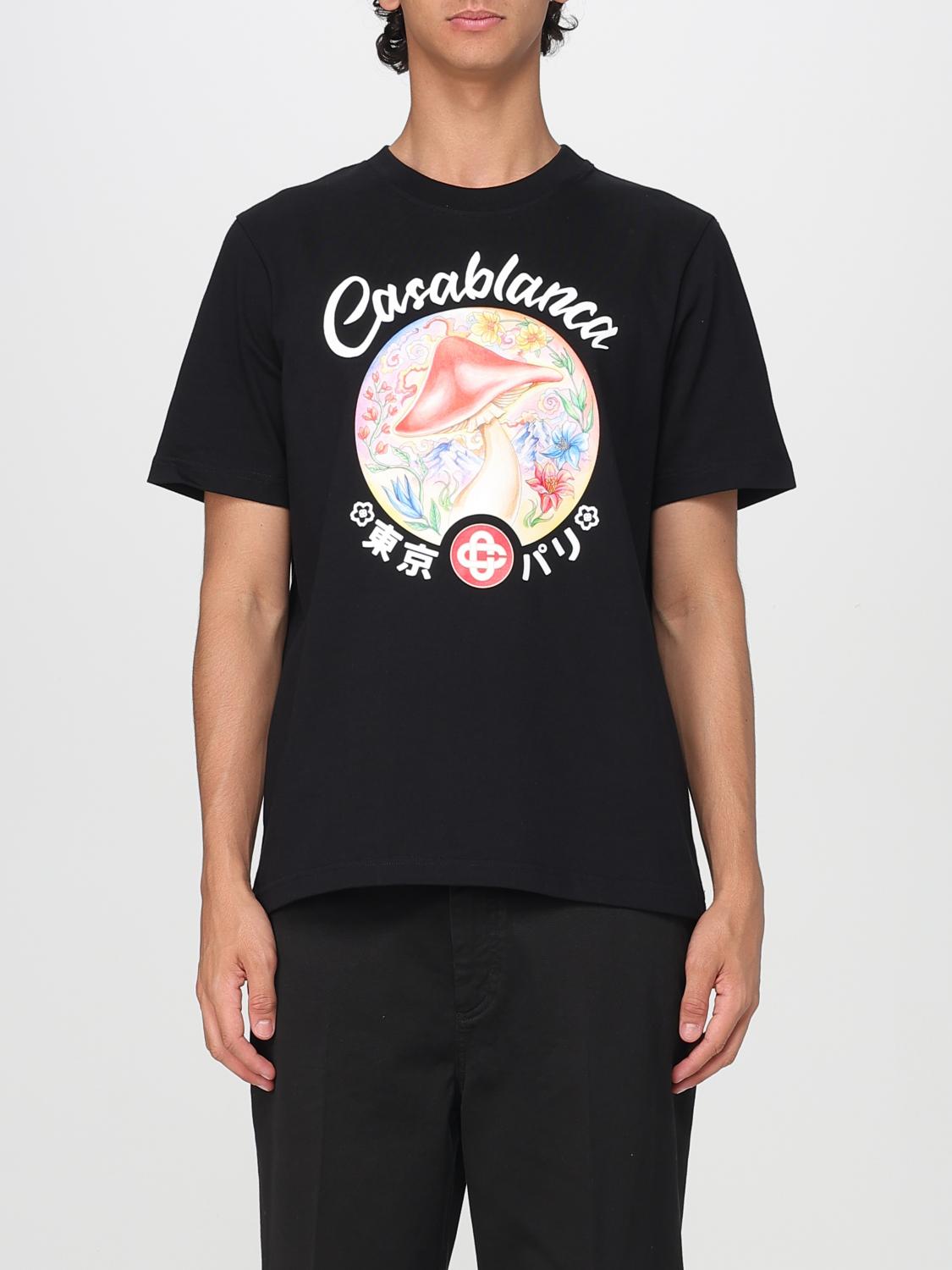 Casablanca Black Crewneck T-shirt With Logo On The Front In Cotton Man