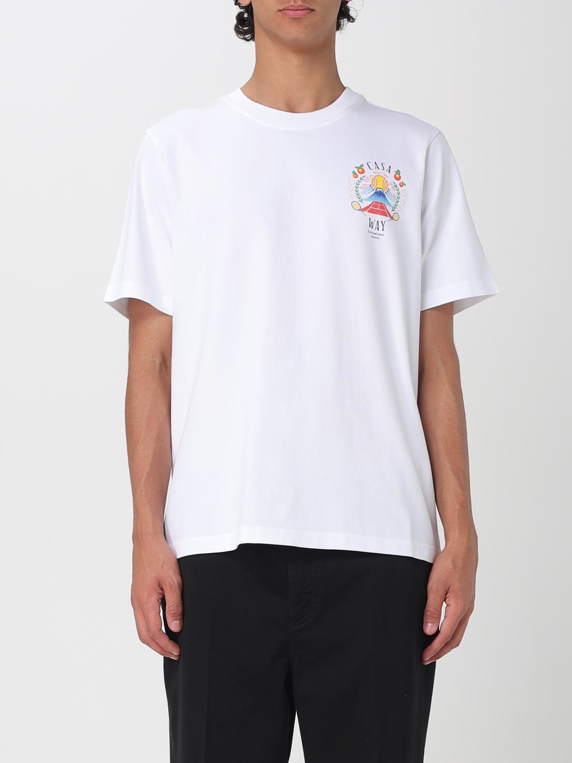 Casablanca T-shirt Girocollo Con Logo Sul Fronte In Cotone Bianca Uomo In White