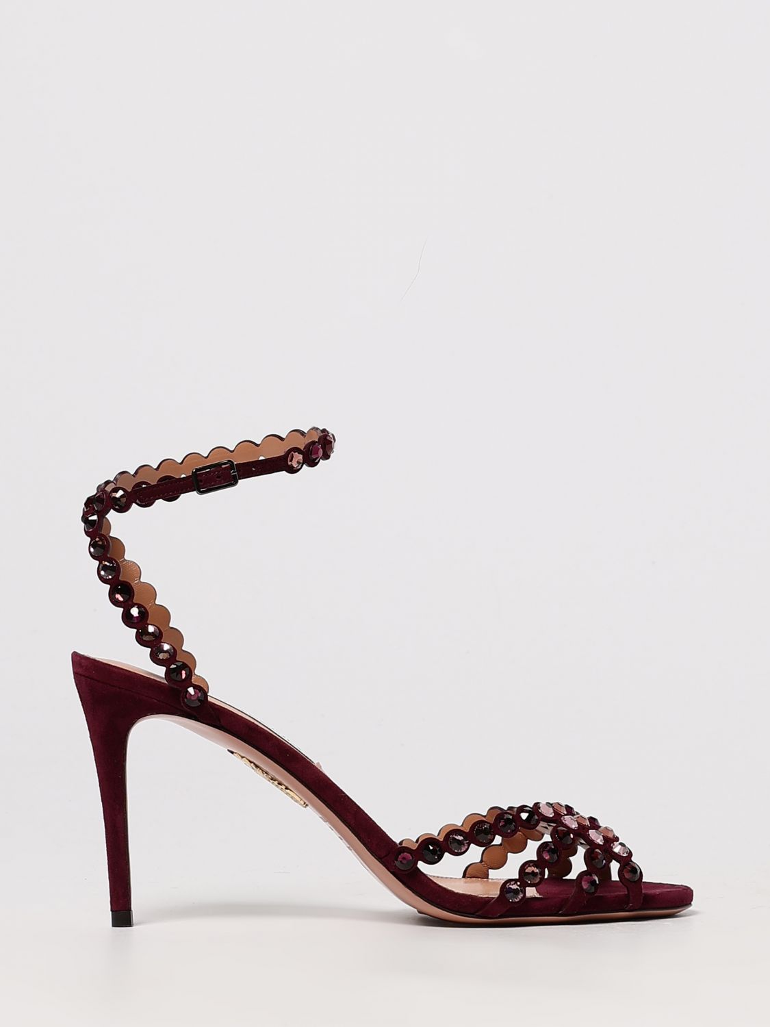 Aquazzura Heeled Sandal Woman Color Burgundy In Multi