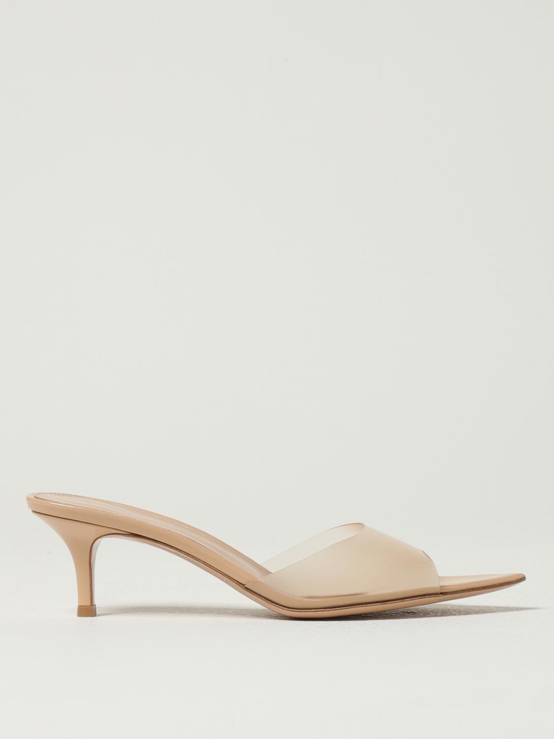 Gianvito Rossi Pointed Toe Mules With Semi-sheer Strap In Brown