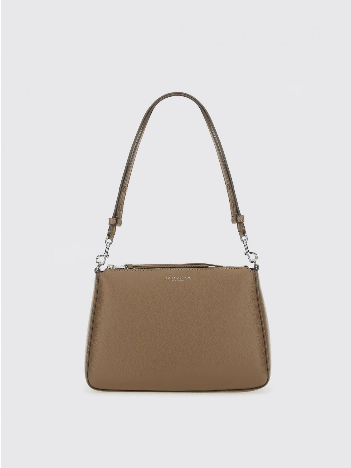 Tory Burch Perry Zip Leather Shoulder Bag In Brown