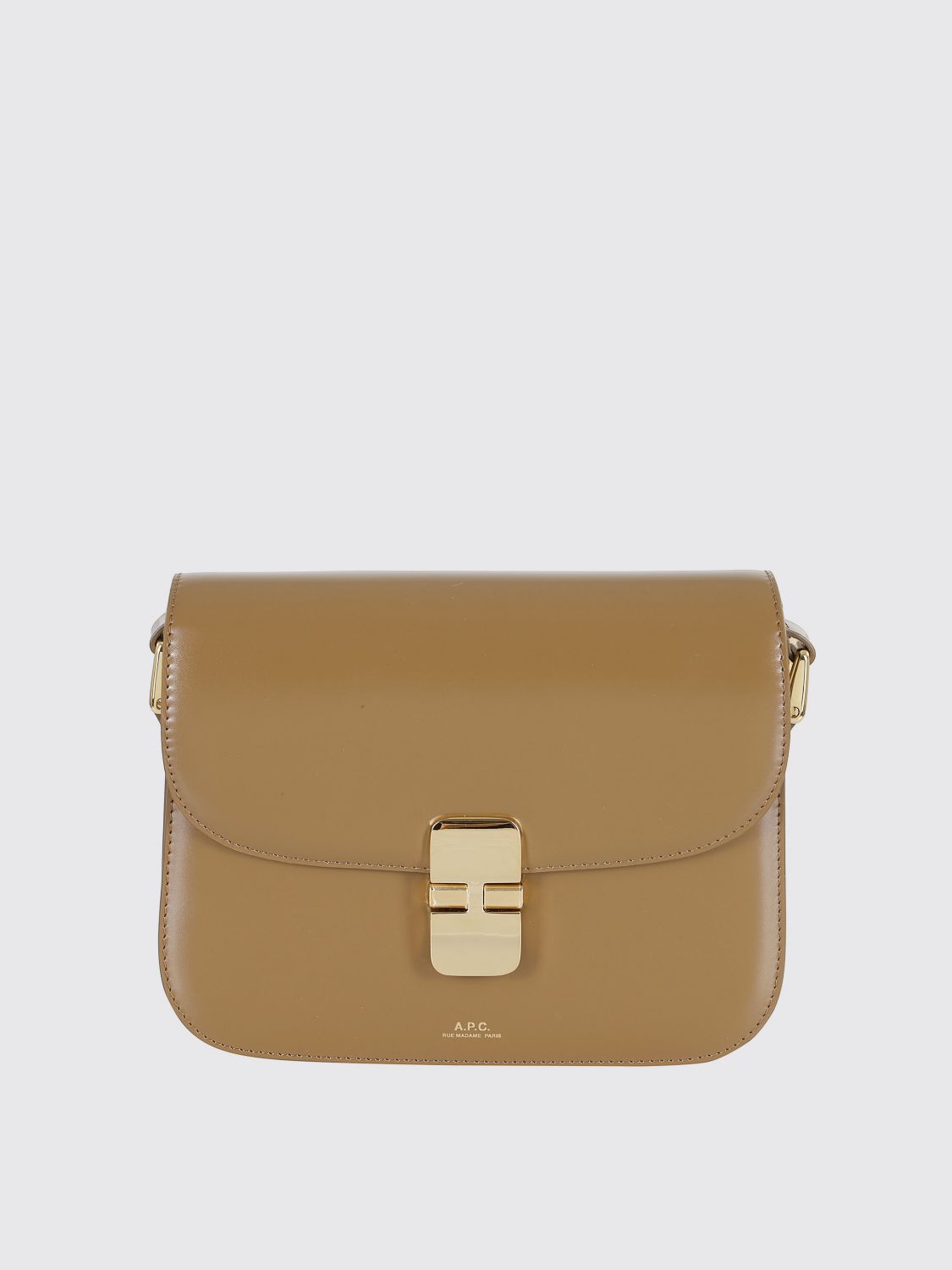 Apc A.p.c. Grace Logo Printed Small Shoulder Bag In Brown