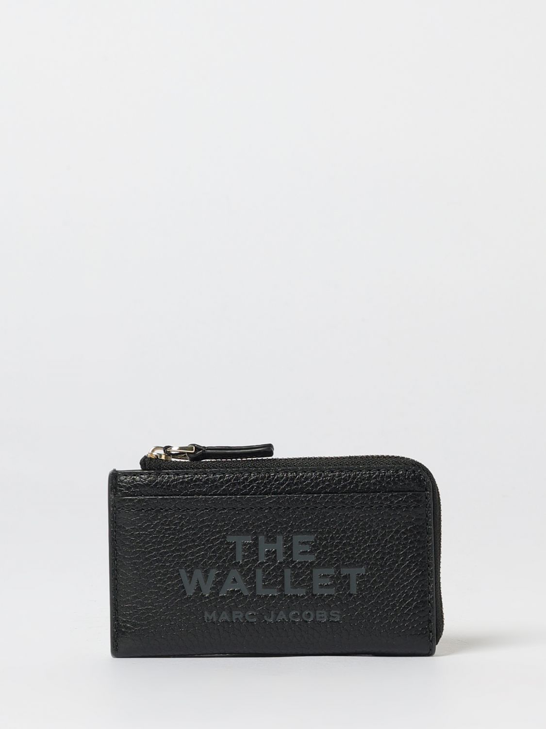 Marc Jacobs Black Wallet With Logo Detail And Snap Hook In Grained Leather Woman In Black