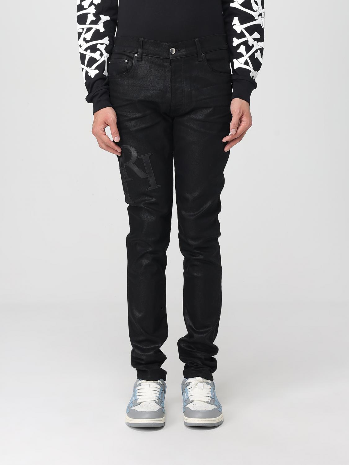 Amiri Skinny Model Waxed Jeans 5 Pockets Belt Loops In Black
