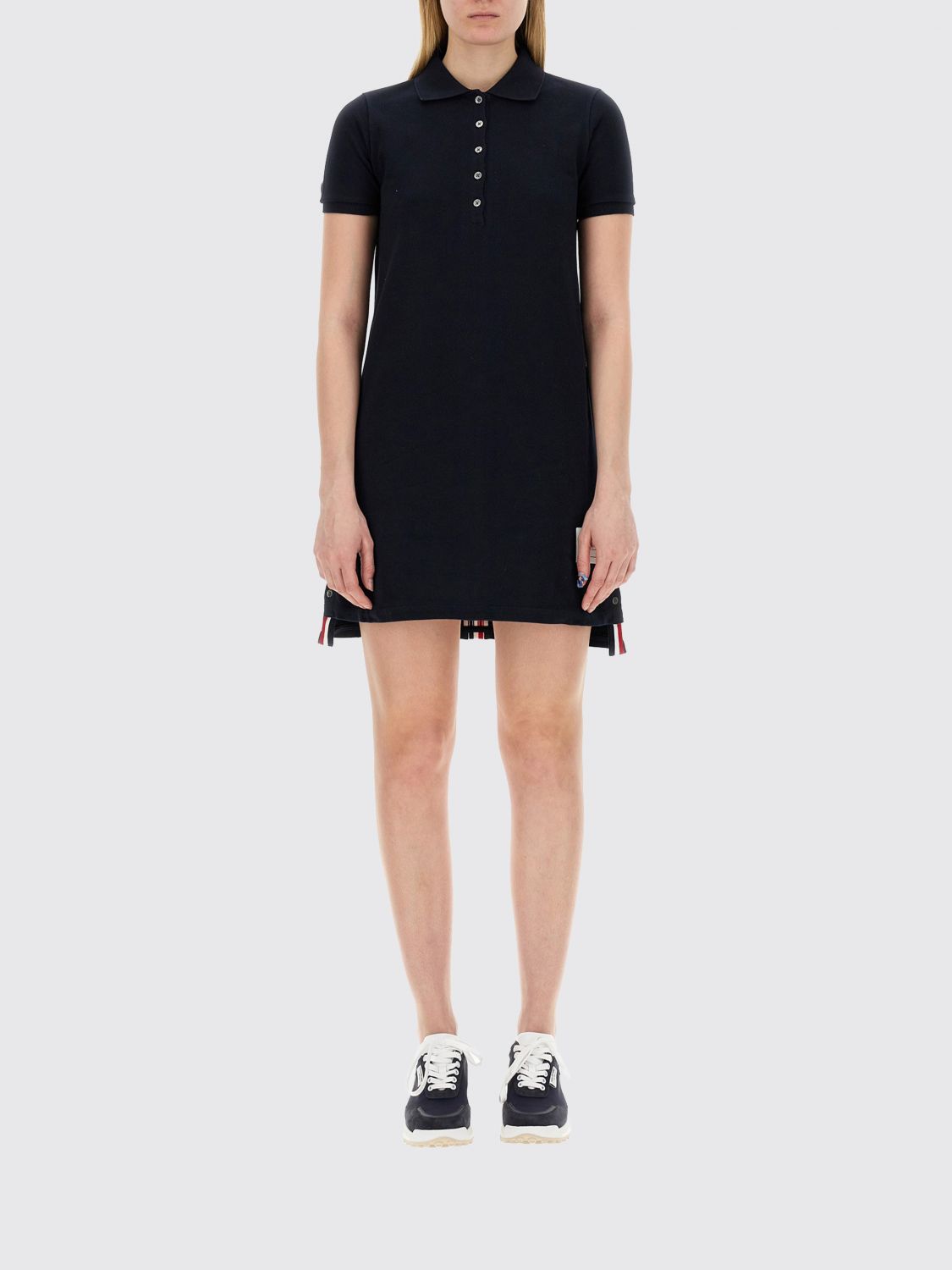 Thom Browne Cotton Pique Polo Shirt Dress In Black