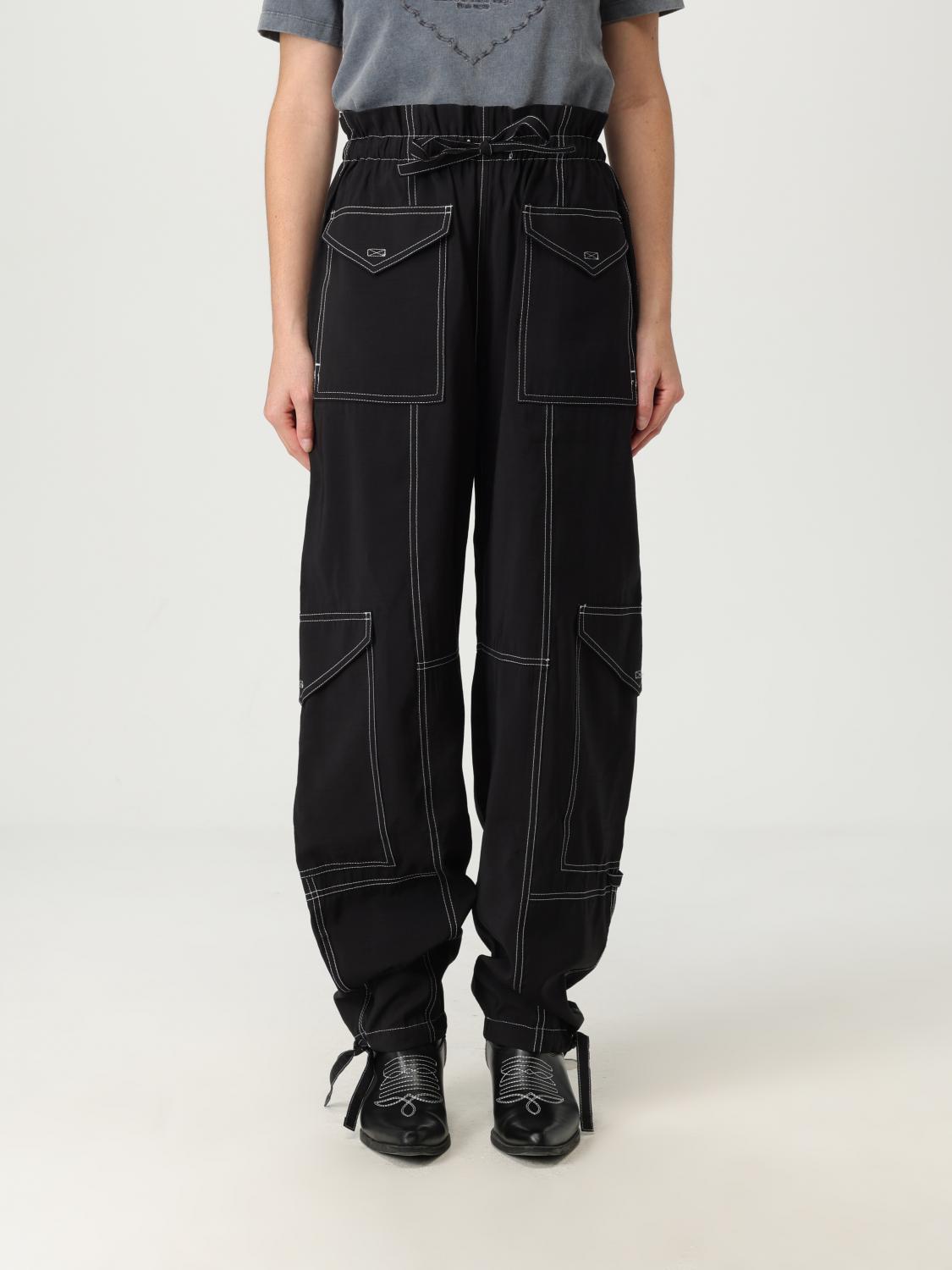Ganni Straight Leg Cargo Pants In Black