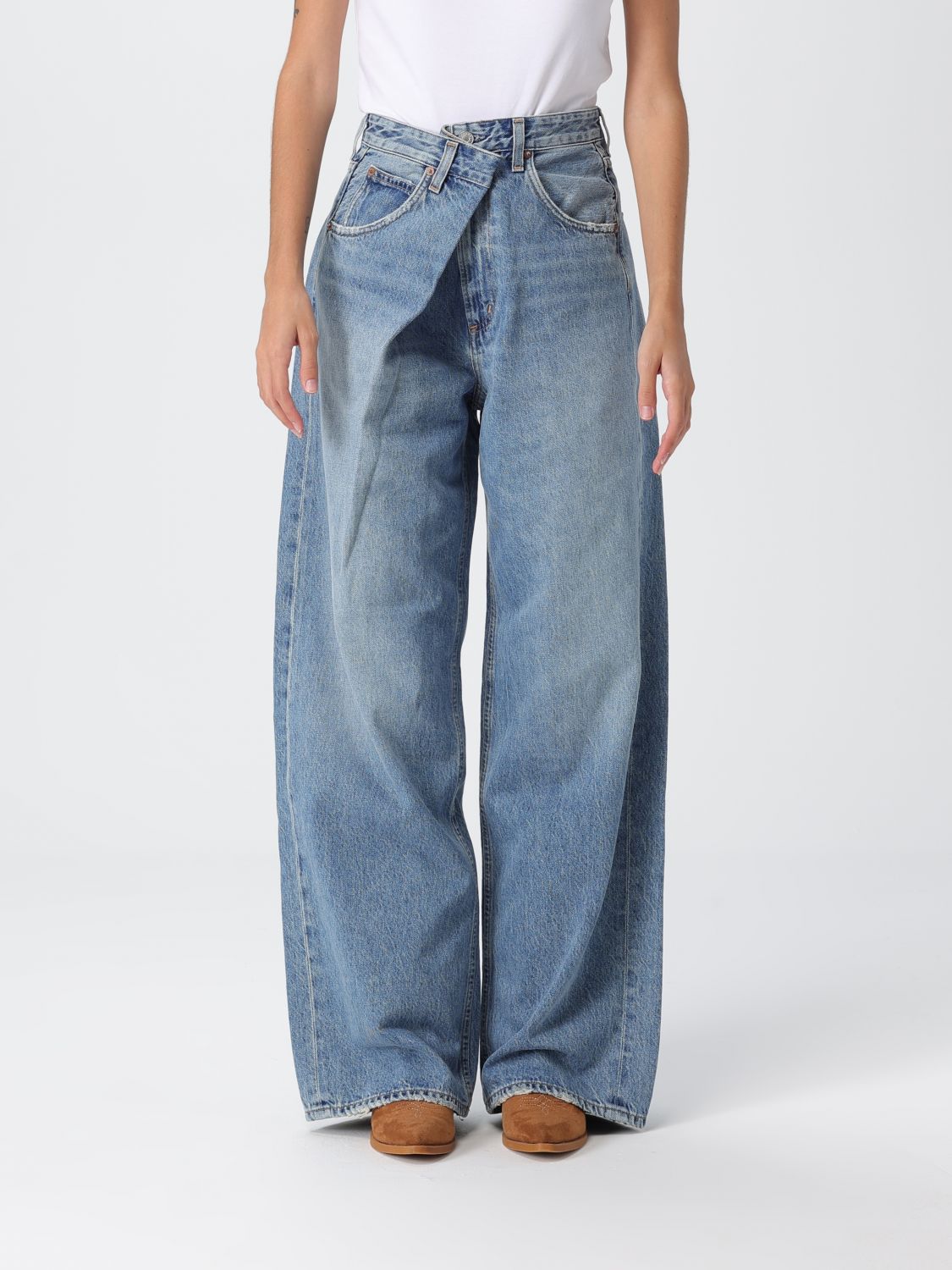Agolde Franka Pleat Baggy In Blue