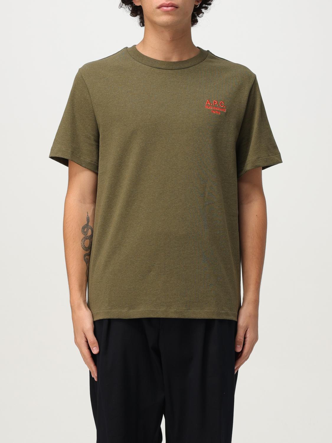 Apc Logo-embroidered Cotton-jersey T-shirt In Green