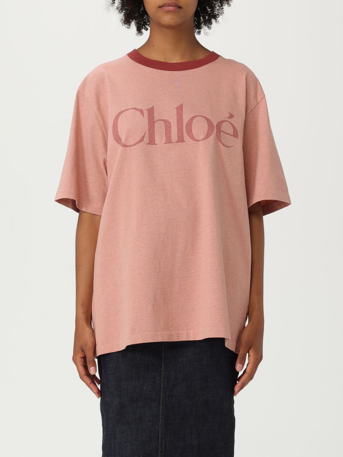 Chloé Pink Cotton T-shirt With Logo