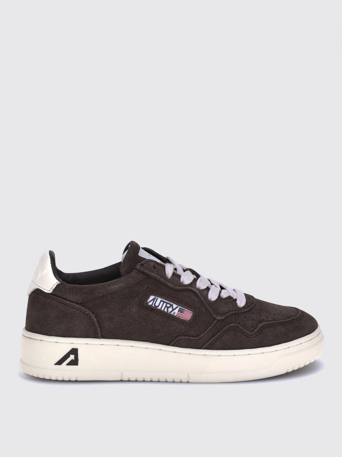Autry Medalist Low Sneakers In Mocha Suede And Off White In Brown
