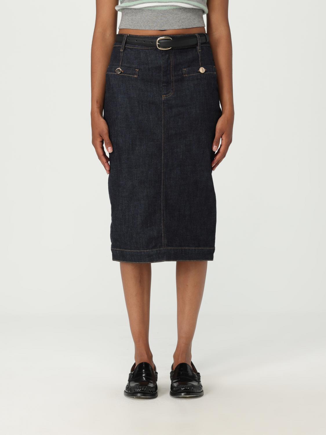 Self-portrait Indigo Denim Midi Skirt