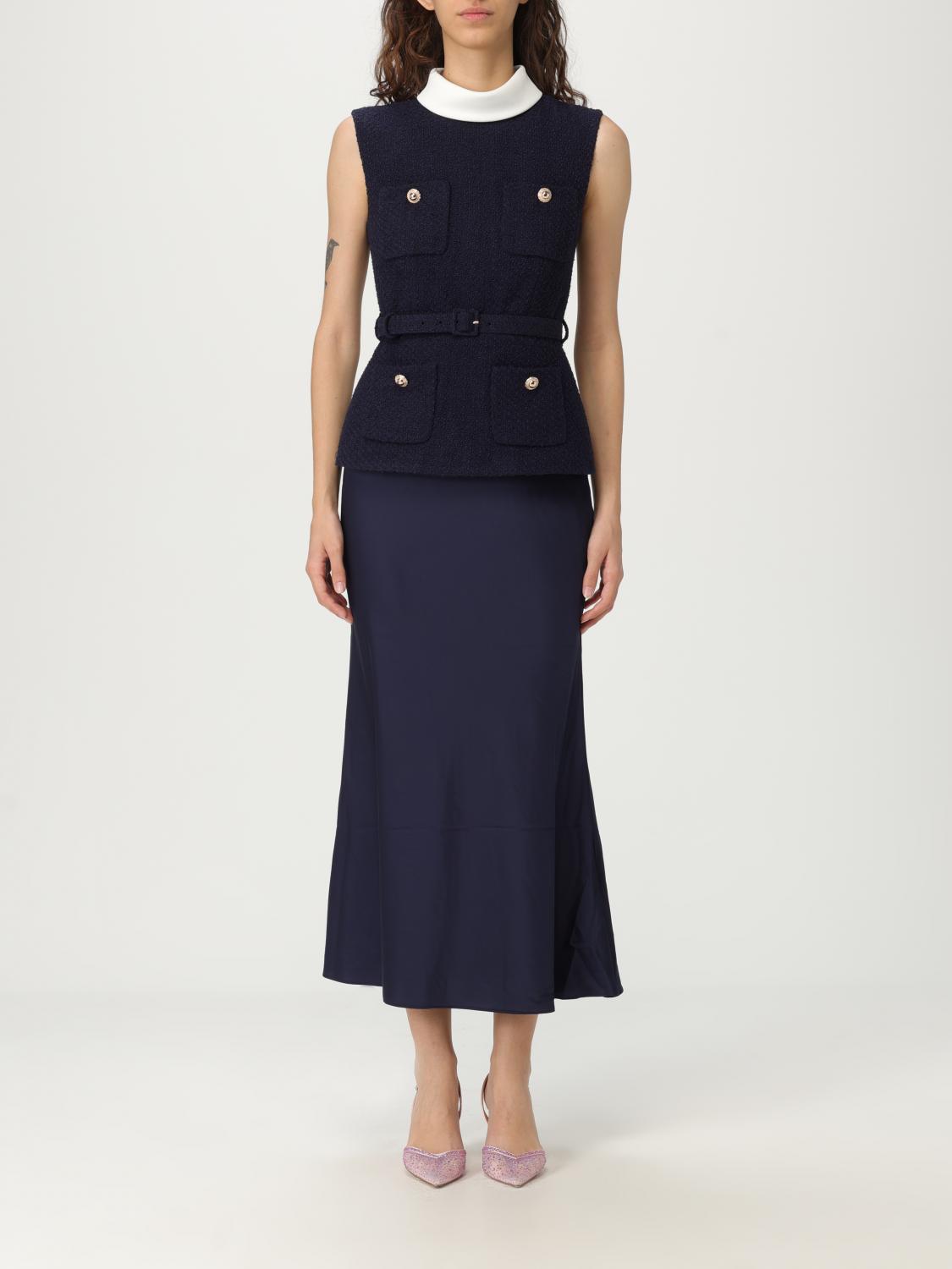 Self-portrait Self Portrait Navy Boucle Sleeveless Midi Dress In Blue