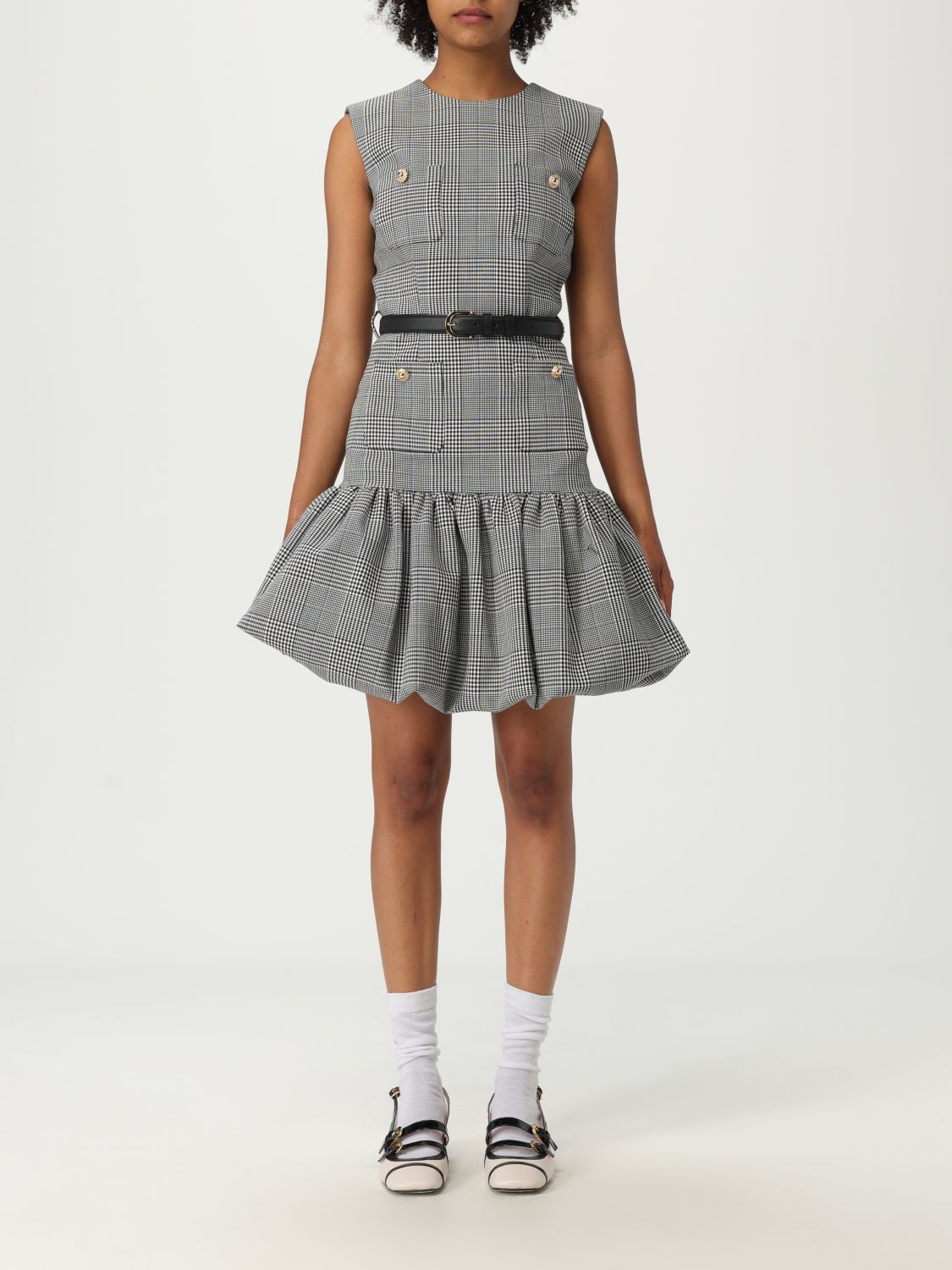 Self-portrait Self Portrait Women Prince Of Wales Check Mini Dress In Gray