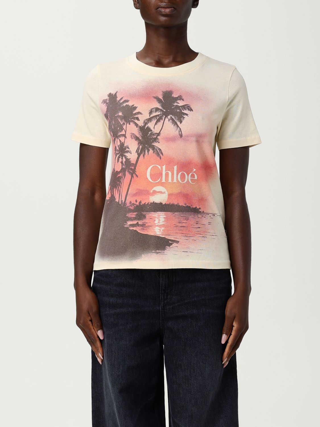 Chloé Graphic Illustration Crew Neck T-shirt In White