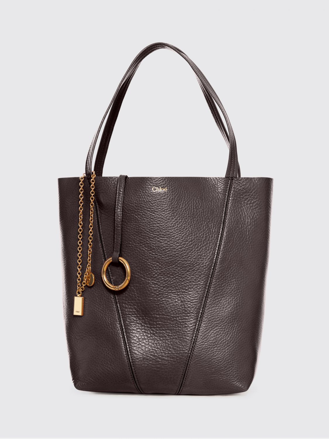 Chloé Spin Medium Leather Bag In Black