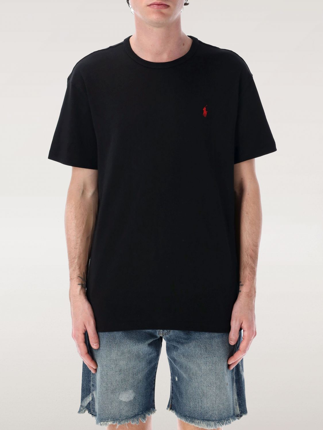 Polo Ralph Lauren Black Cotton T-shirt Classic-fit In Black