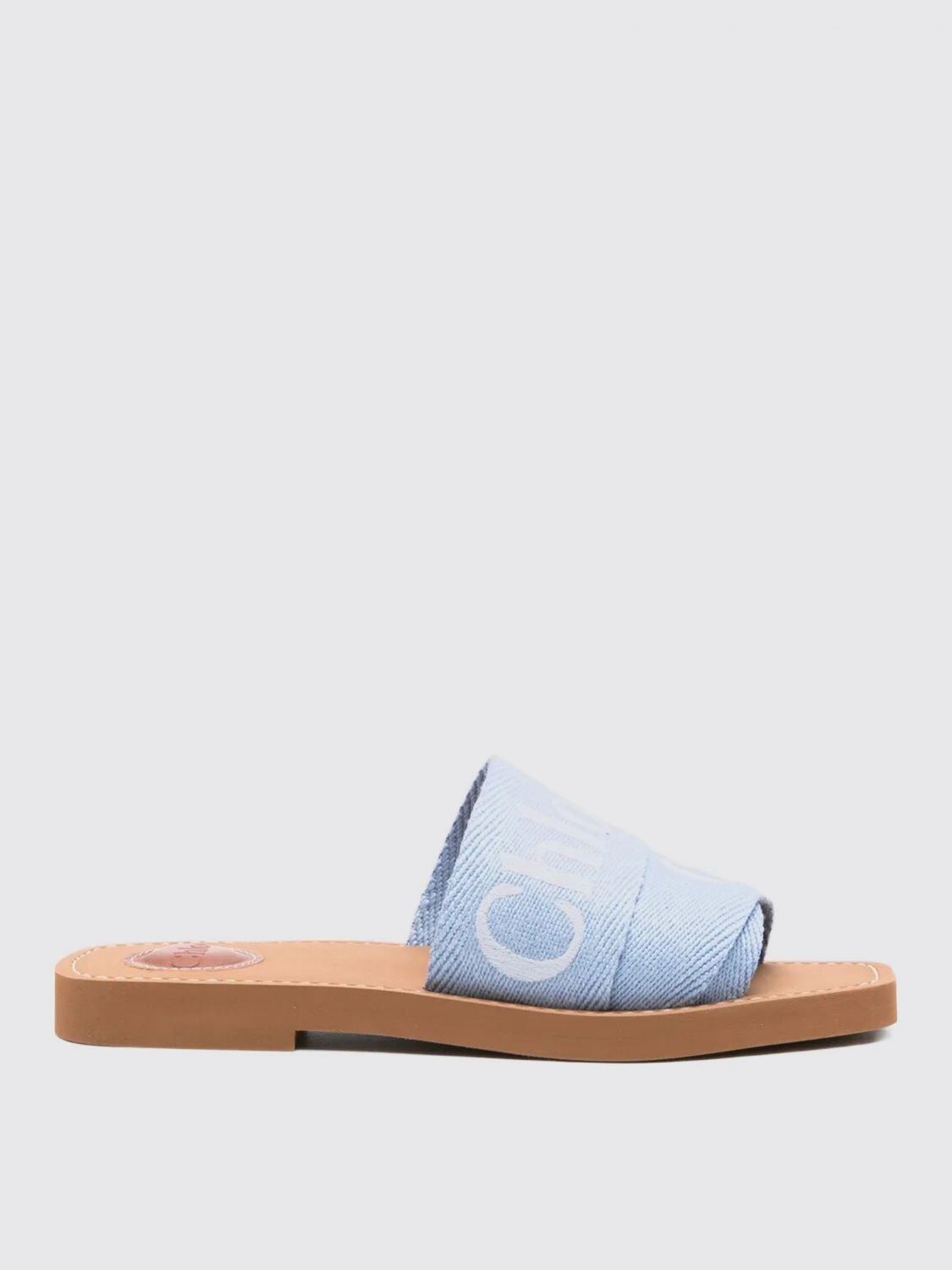 Chloé Woody Linen-blend Flat Mules In White