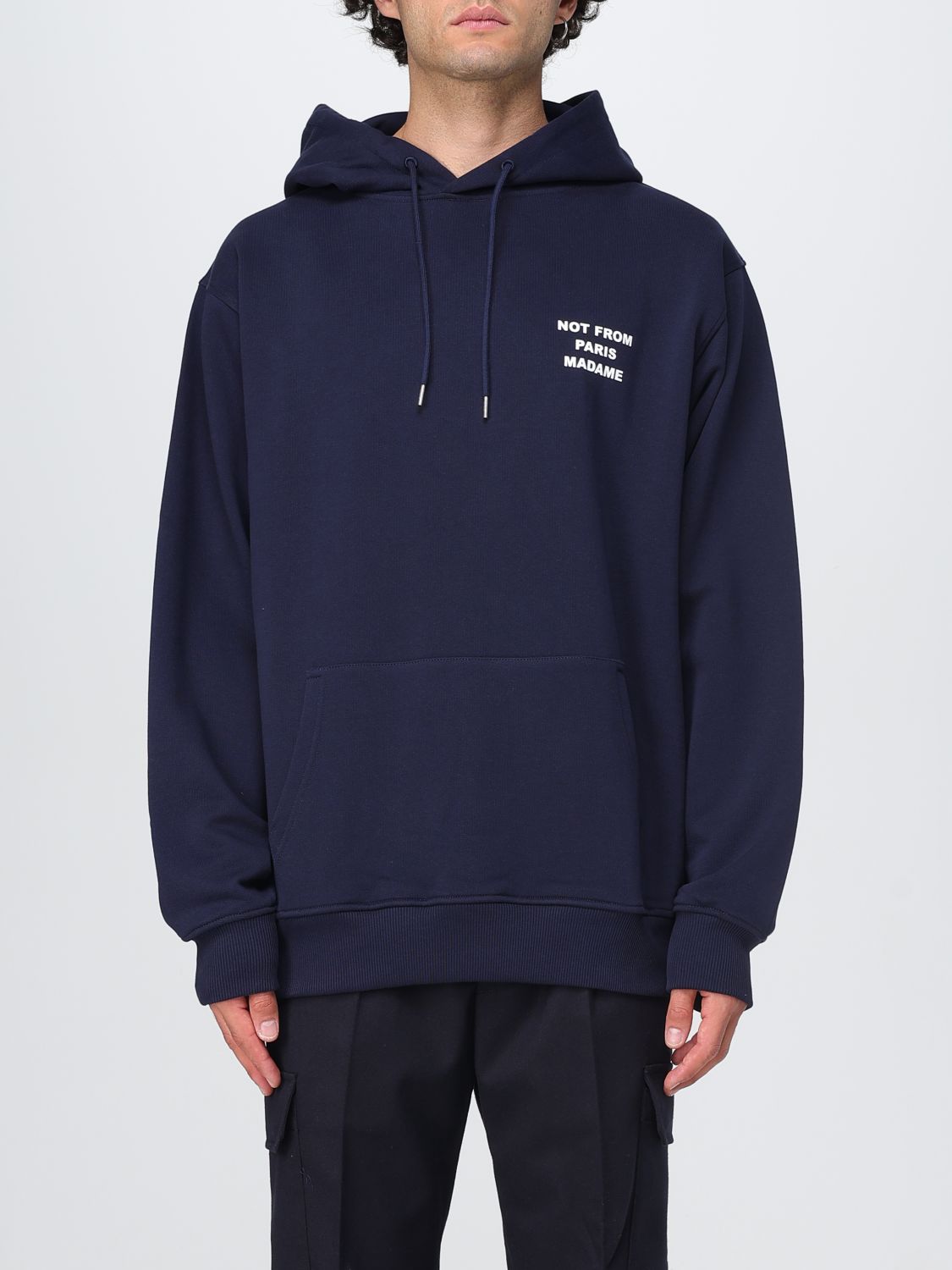 Drôle De Monsieur Blue Hoodie With Logo In Cotton Man In Blue
