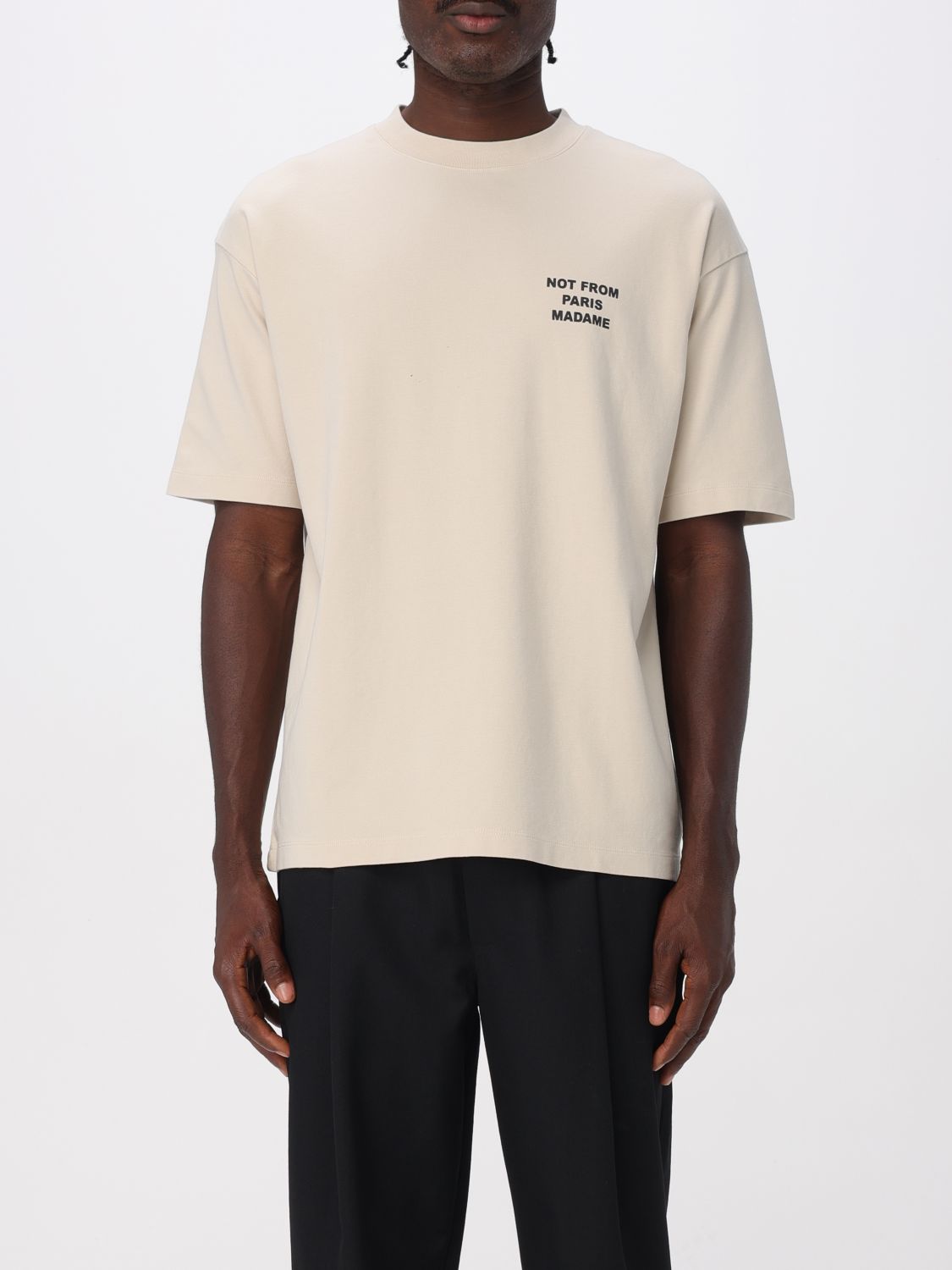 Drôle De Monsieur White Crewneck T-shirt With Slogan Print On The Front And Back In Cotton Man In White