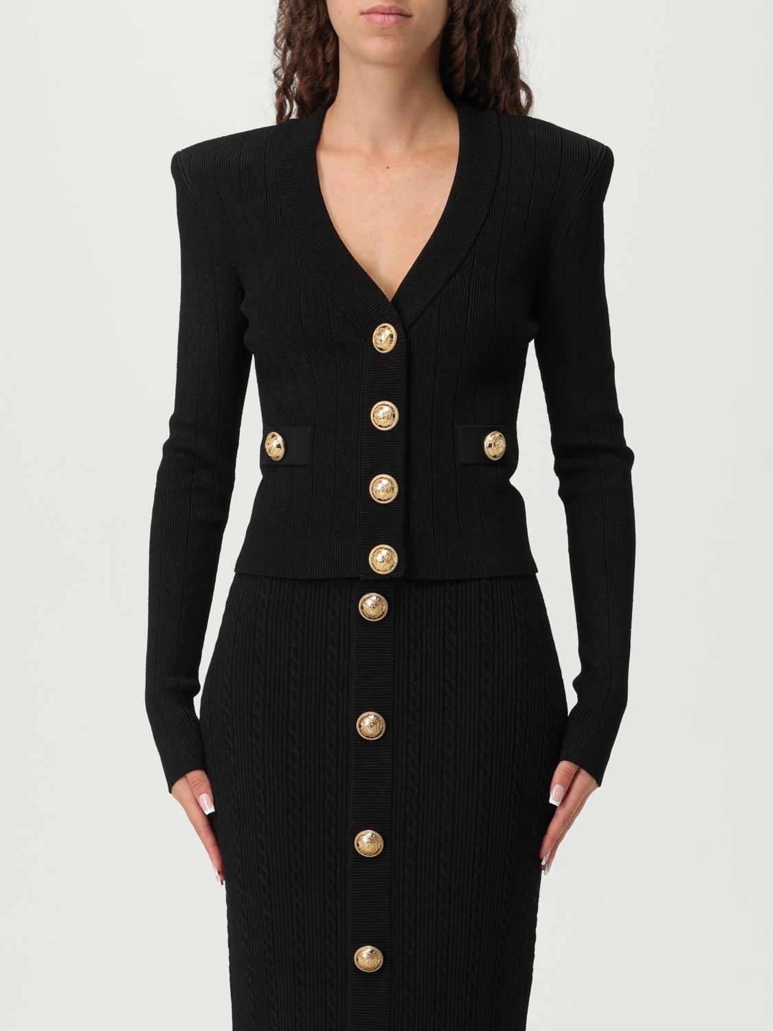 Balmain Ribbed Gold-button Cardigan In Black