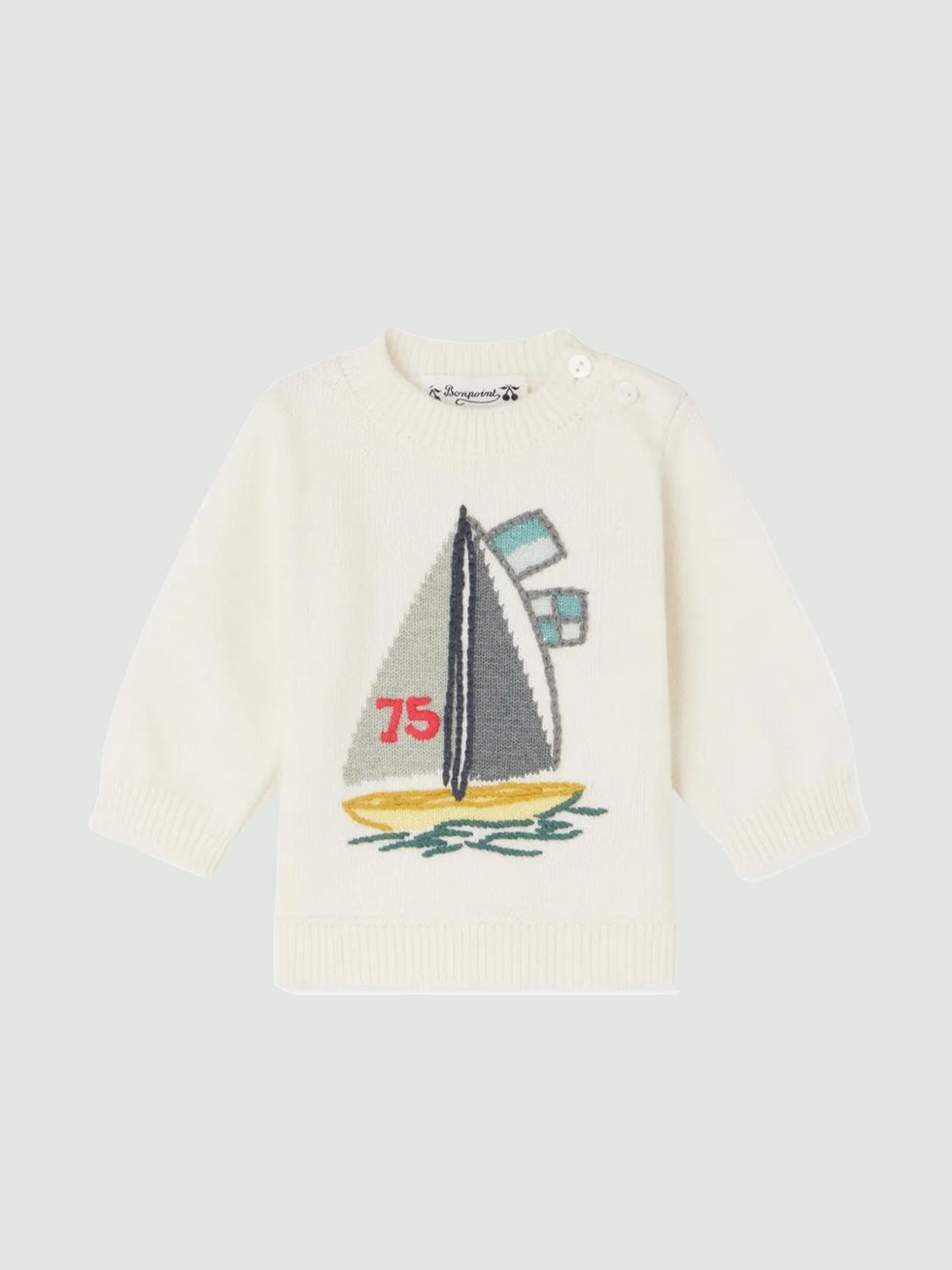 Bonpoint Baby Almire Cotton And Cashmere Sweater In White