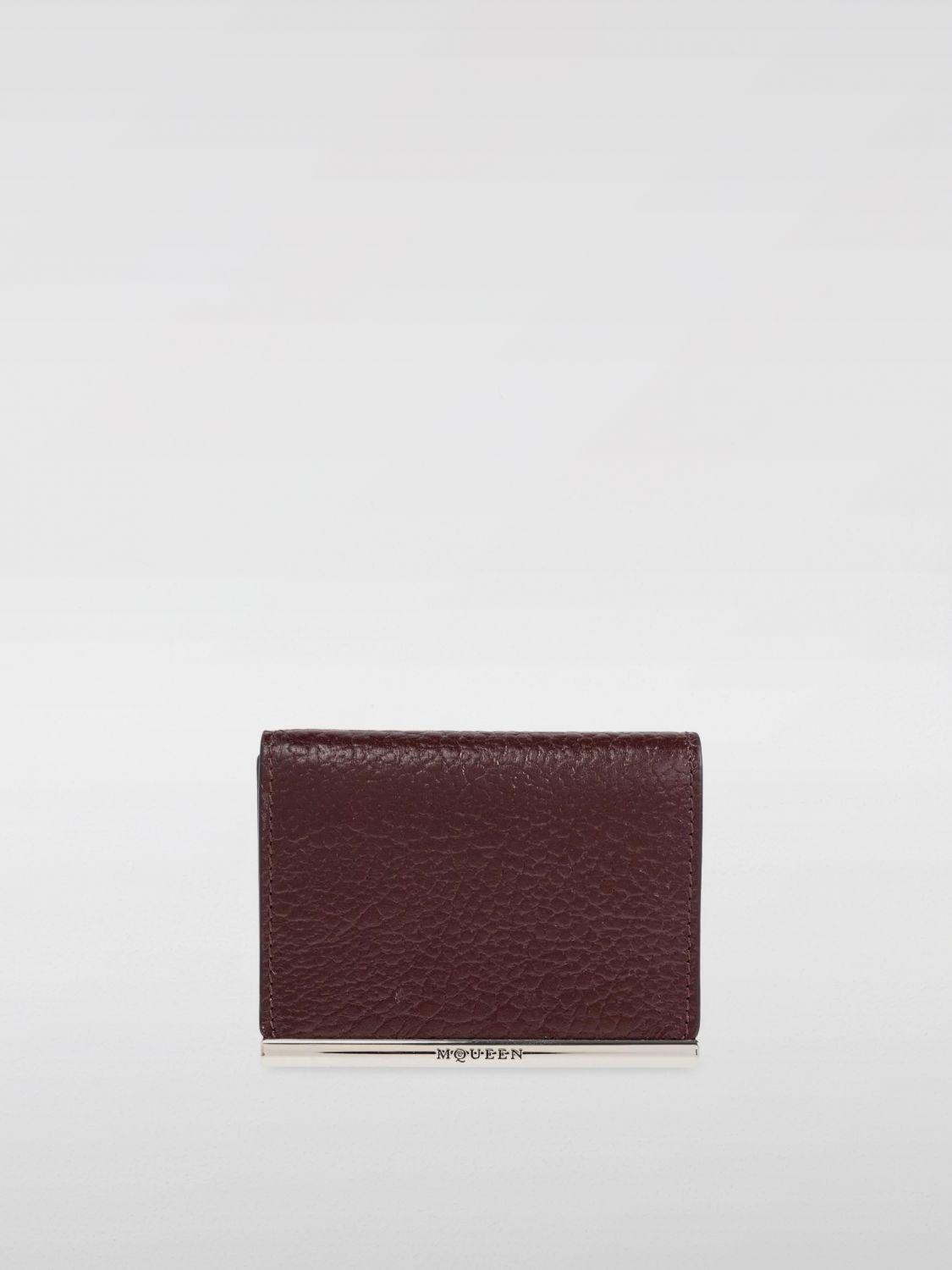 Alexander Mcqueen Leather Fold-over Wallet In Burgundy