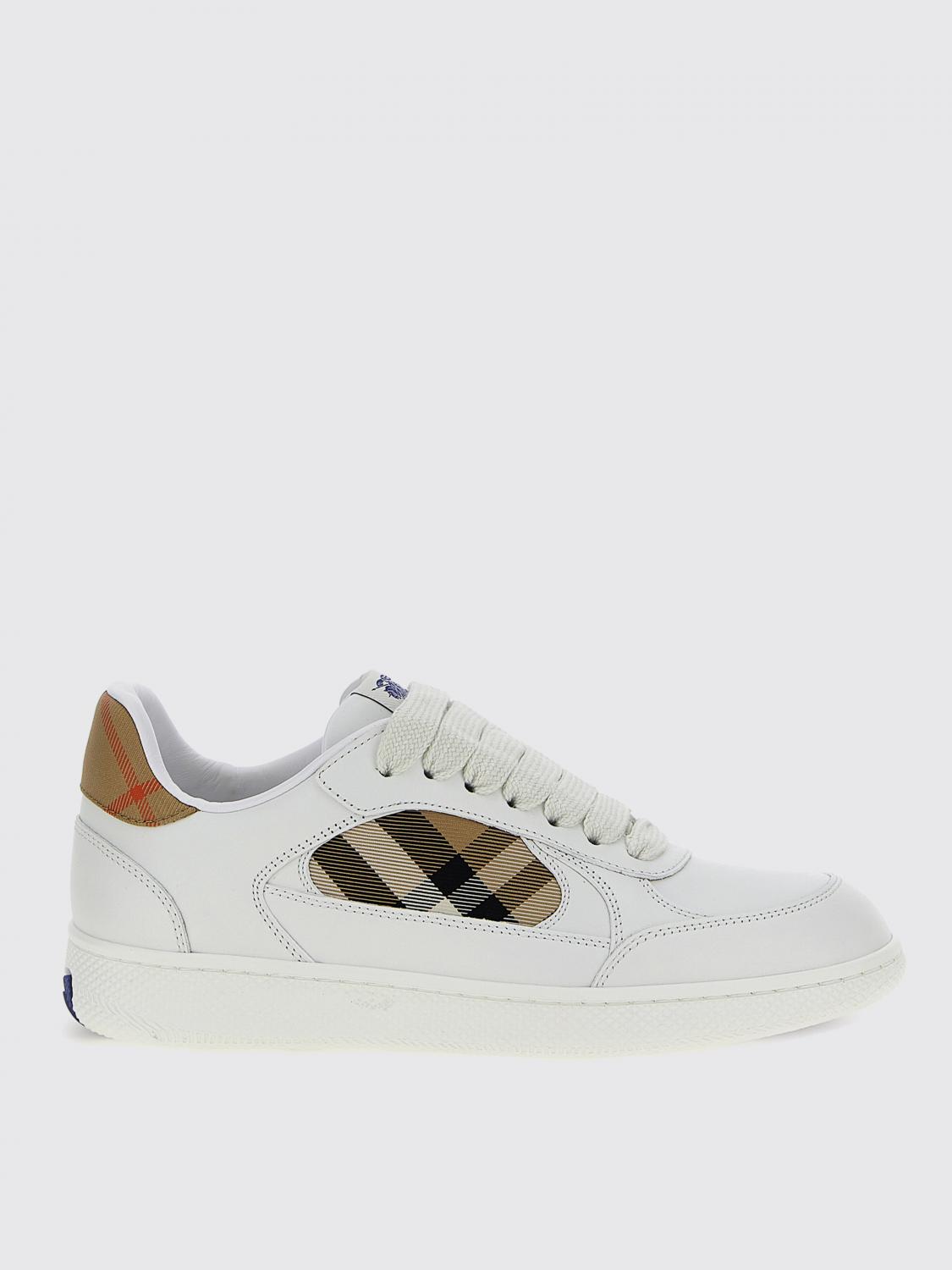 Burberry White Leather Sneaker Terrace And Check In White