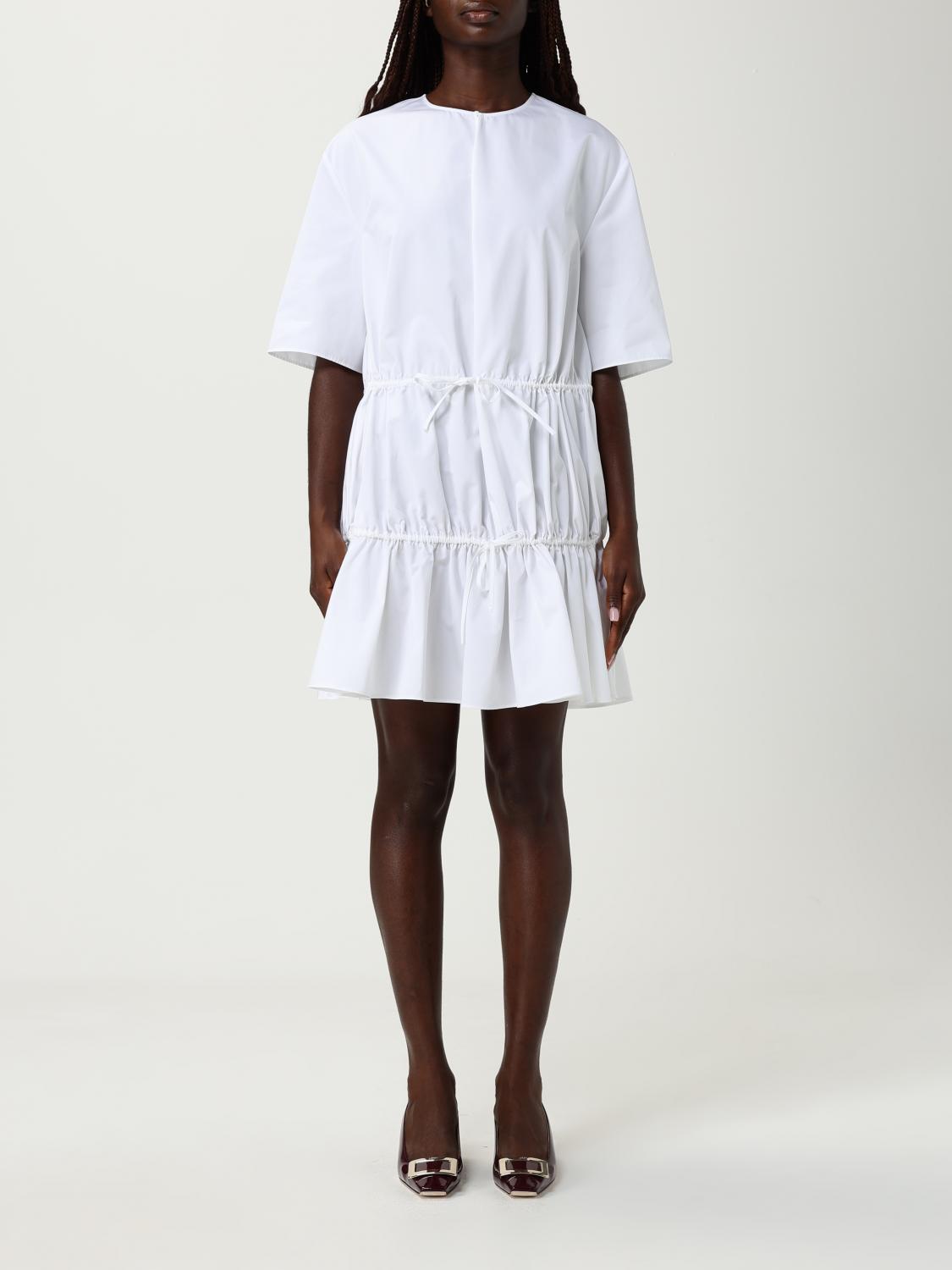Alaïa Womens Ruffled Short-sleeves Cotton Mini Dress Blanc In White