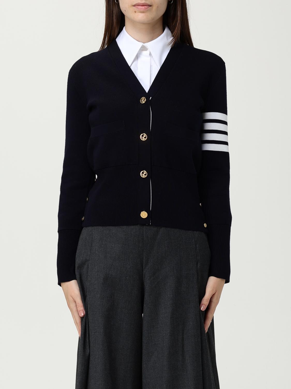 Thom Browne Cardigan Lungo 4bar In Black