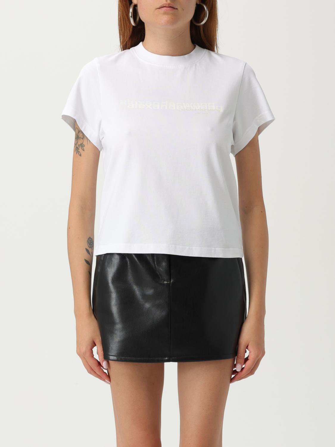 Alexander Wang Fitted Shrunken Tee With Classic Crew Neckline In White