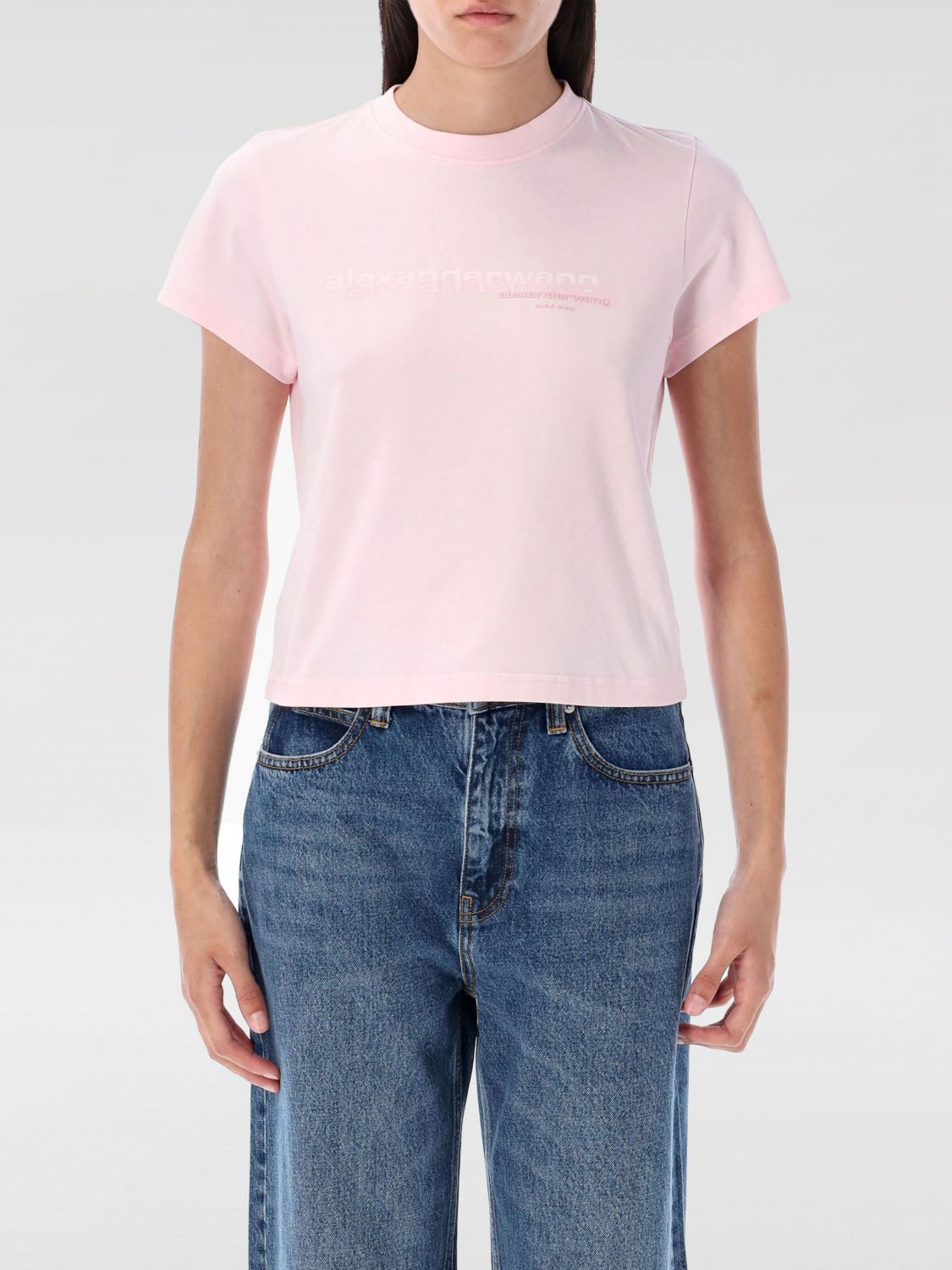 Alexander Wang T-shirt In Rose-pink Cotton In Neutral