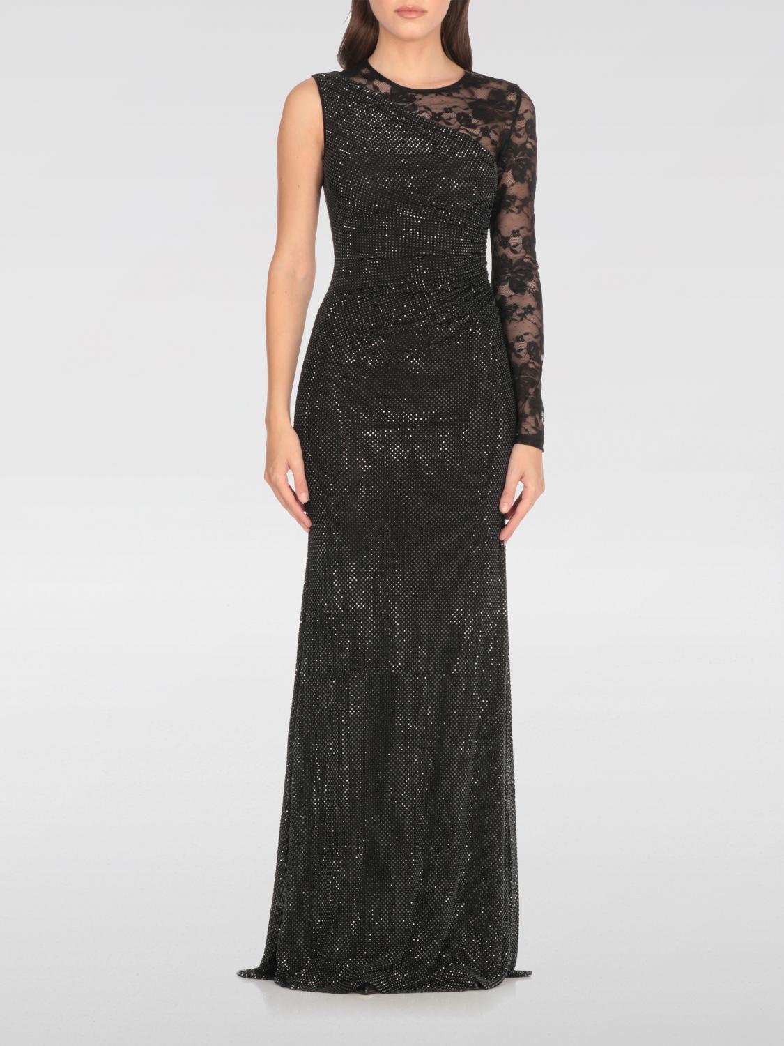 Self-portrait Self Portrait Black Rhinestone Mesh And Lace Maxi Dress In Black