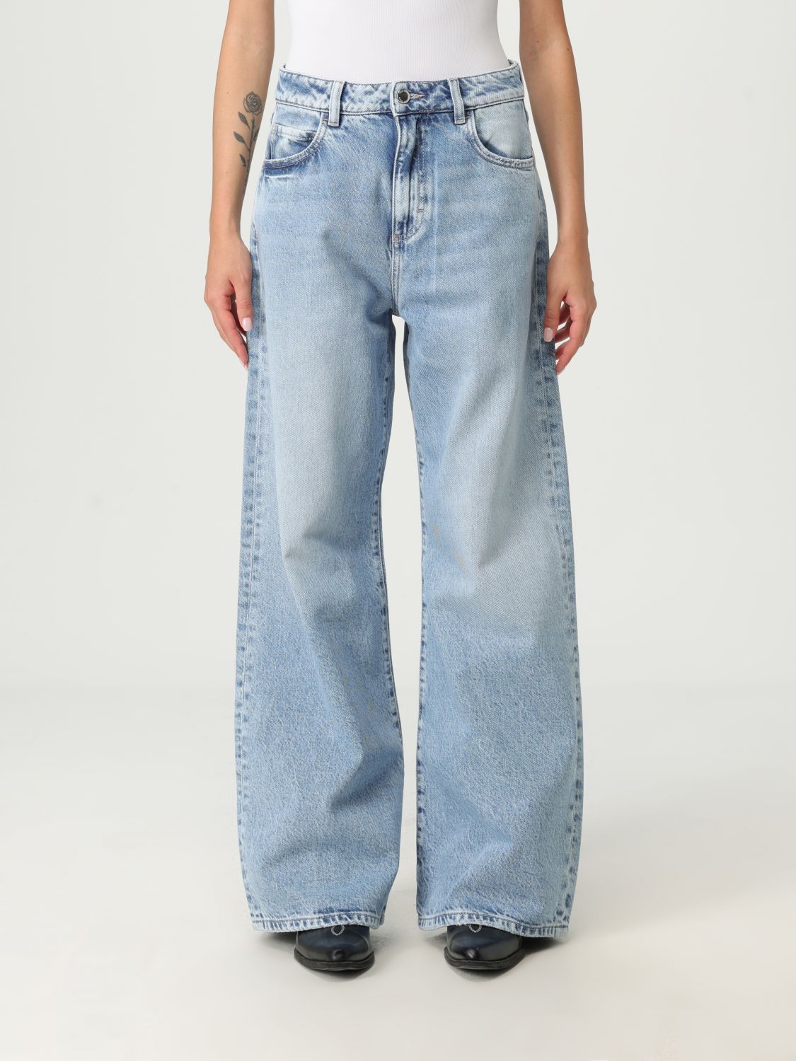 Icon Denim Los Angeles Jeans  Woman Color Gnawed Blue In Blue