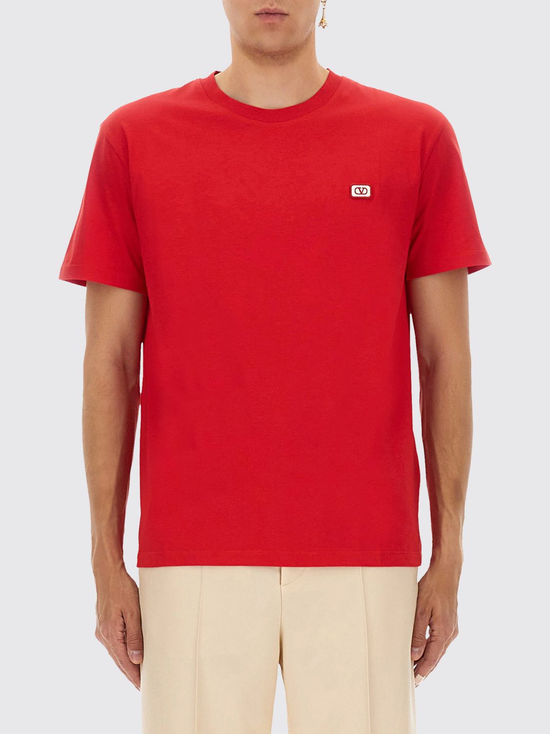 Valentino T-shirt With Signature Vlogo In Red