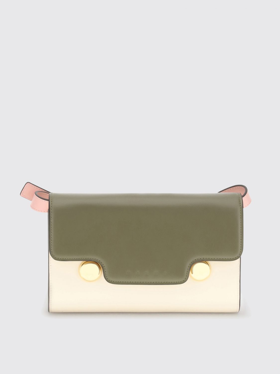 Marni Trunkaroo Logo Debossed Shoulder Bag In Green