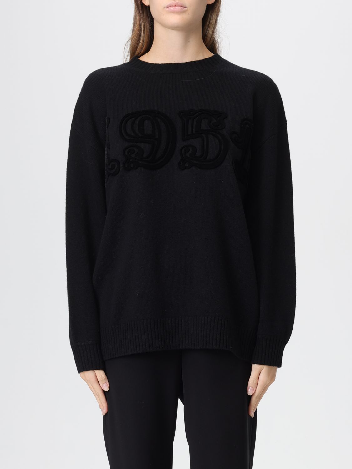 Max Mara Cashmere And Wool Crew Neck Sweater In Black