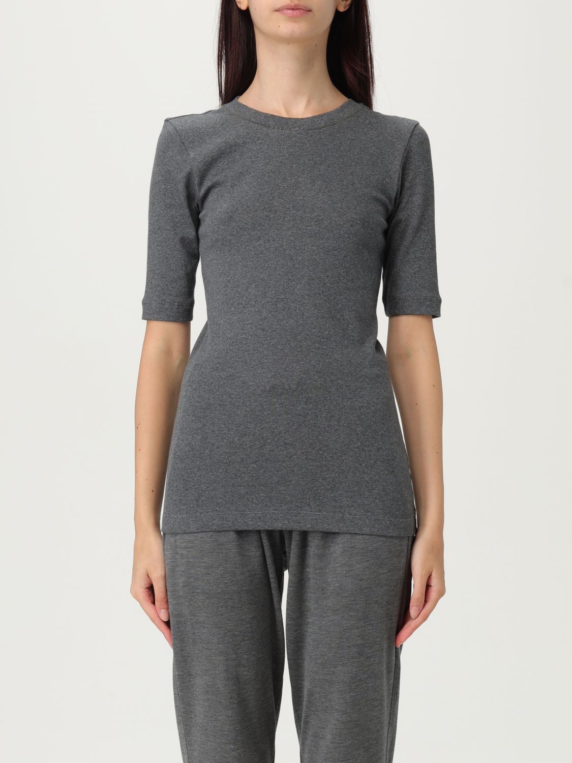 Brunello Cucinelli Women Sparkling Ribbed Cashmere Sweater In Gray