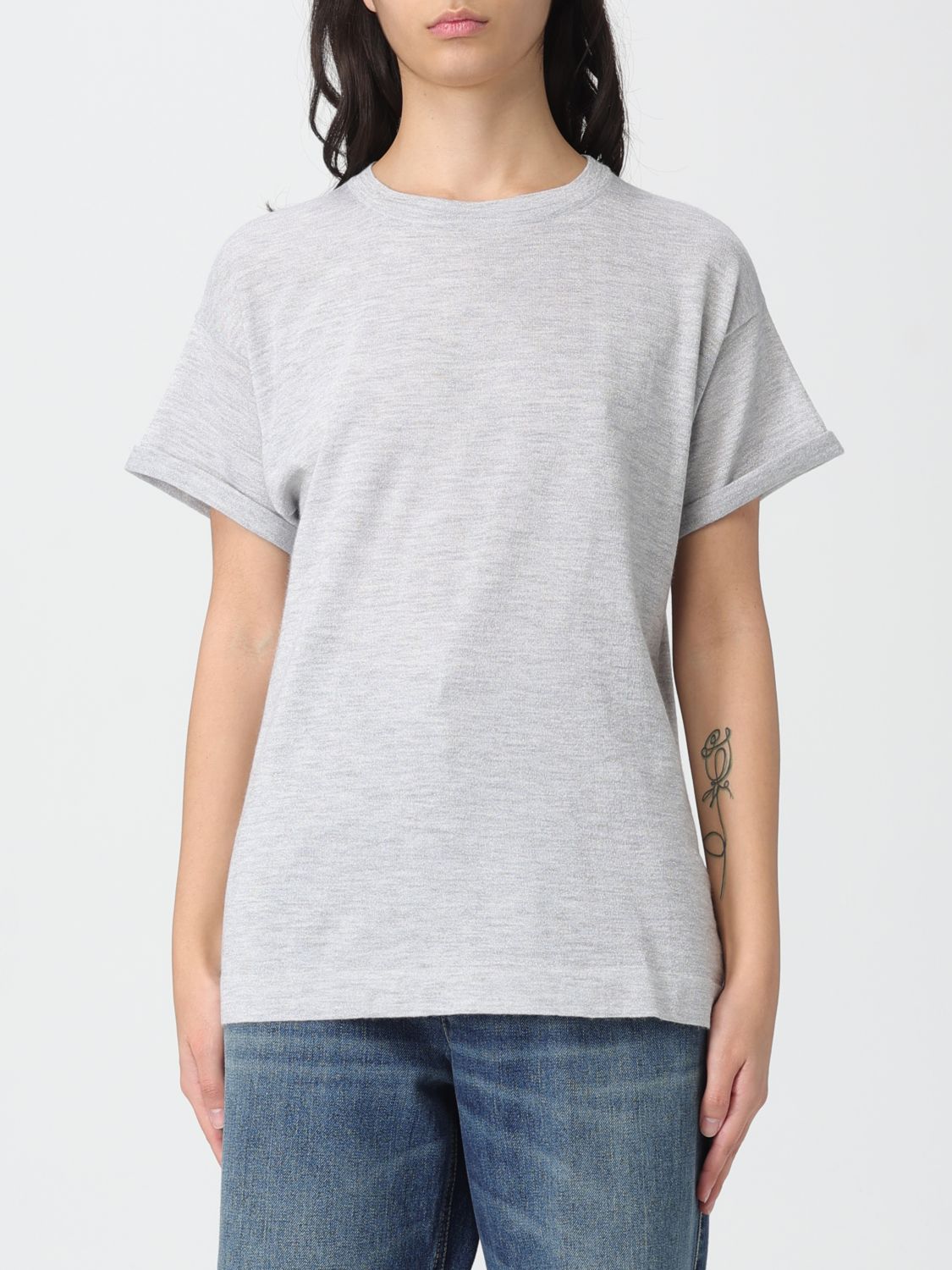 Brunello Cucinelli T-shirt  Woman Color Mouse Grey In Gray